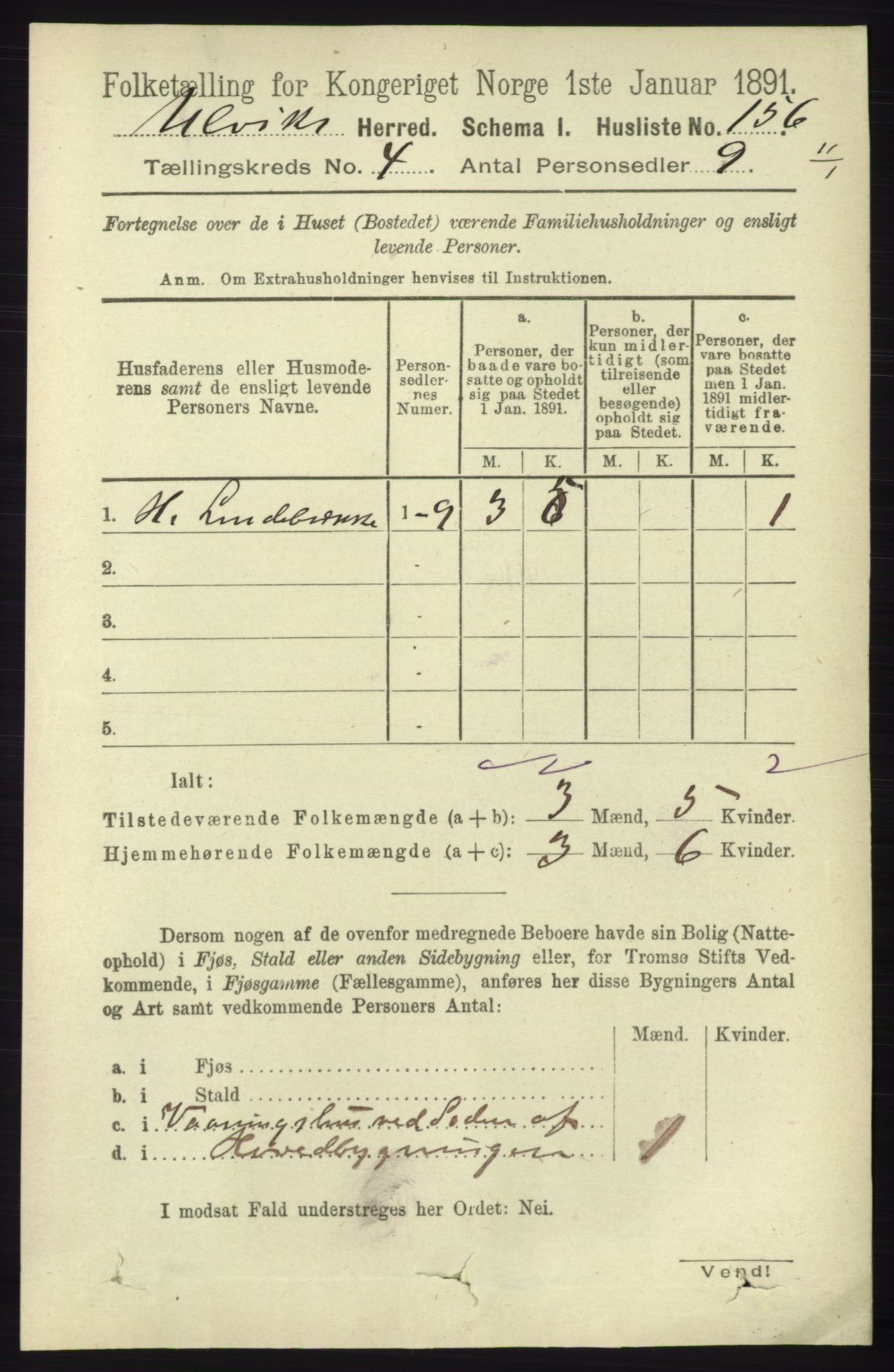 RA, Folketelling 1891 for 1233 Ulvik herred, 1891, s. 586