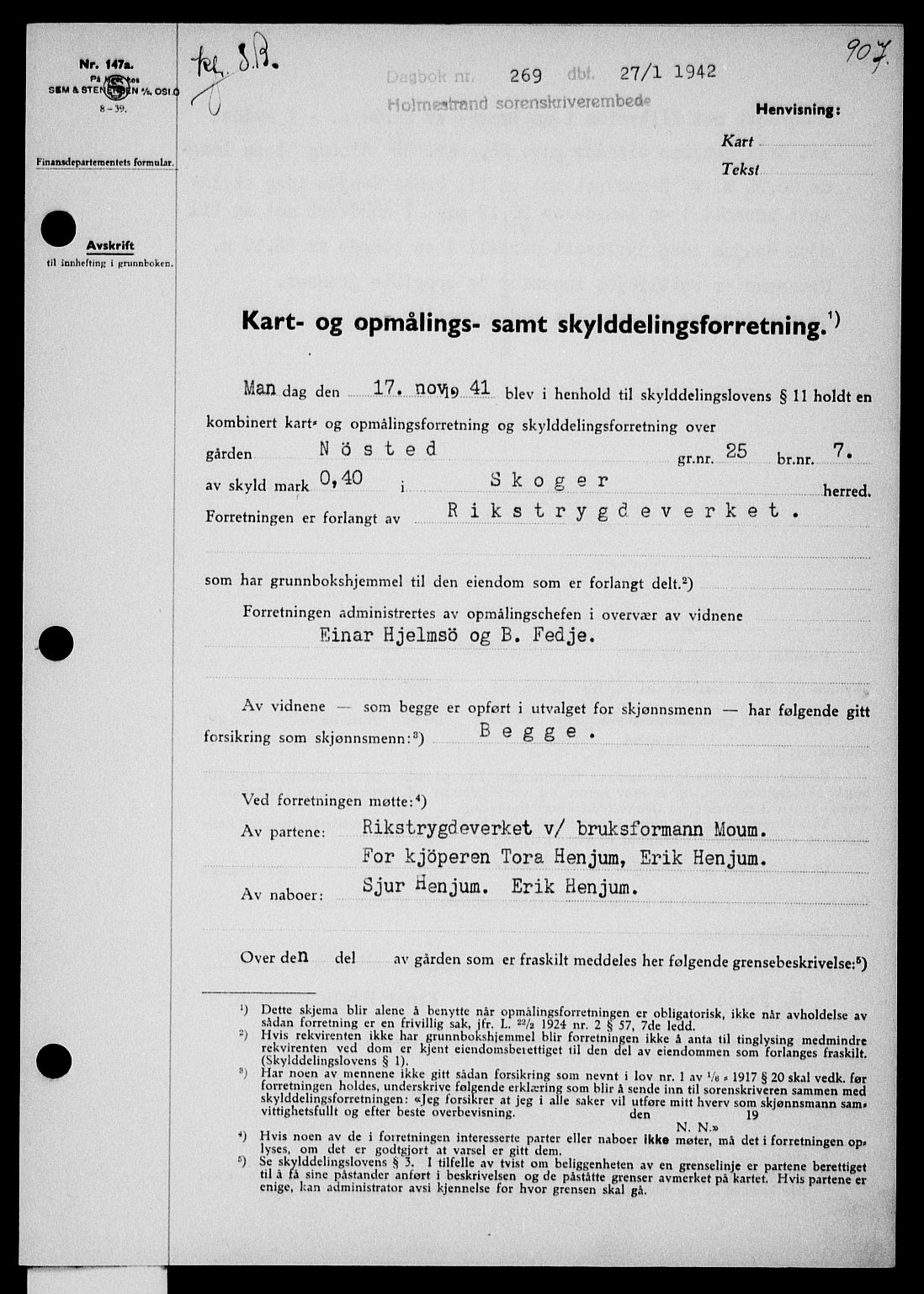 Holmestrand sorenskriveri, SAKO/A-67/G/Ga/Gaa/L0054: Pantebok nr. A-54, 1941-1942, Dagboknr: 269/1942