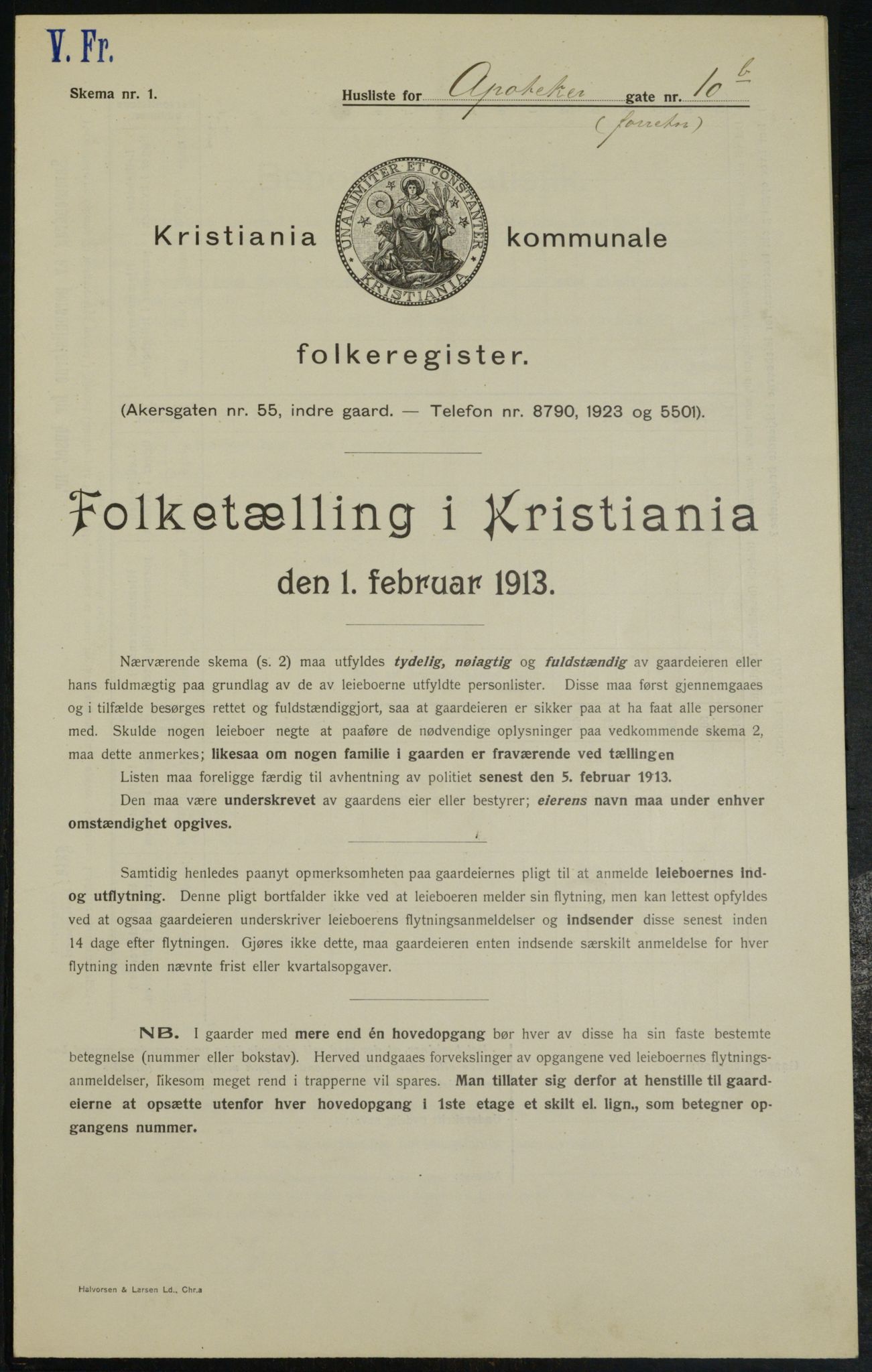 OBA, Kommunal folketelling 1.2.1913 for Kristiania, 1913, s. 1370