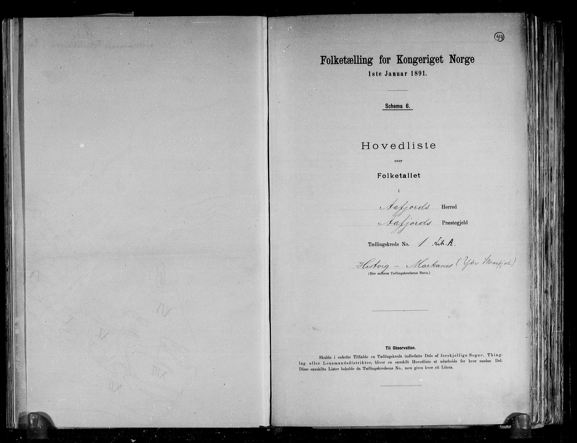 RA, Folketelling 1891 for 1630 Åfjord herred, 1891, s. 5