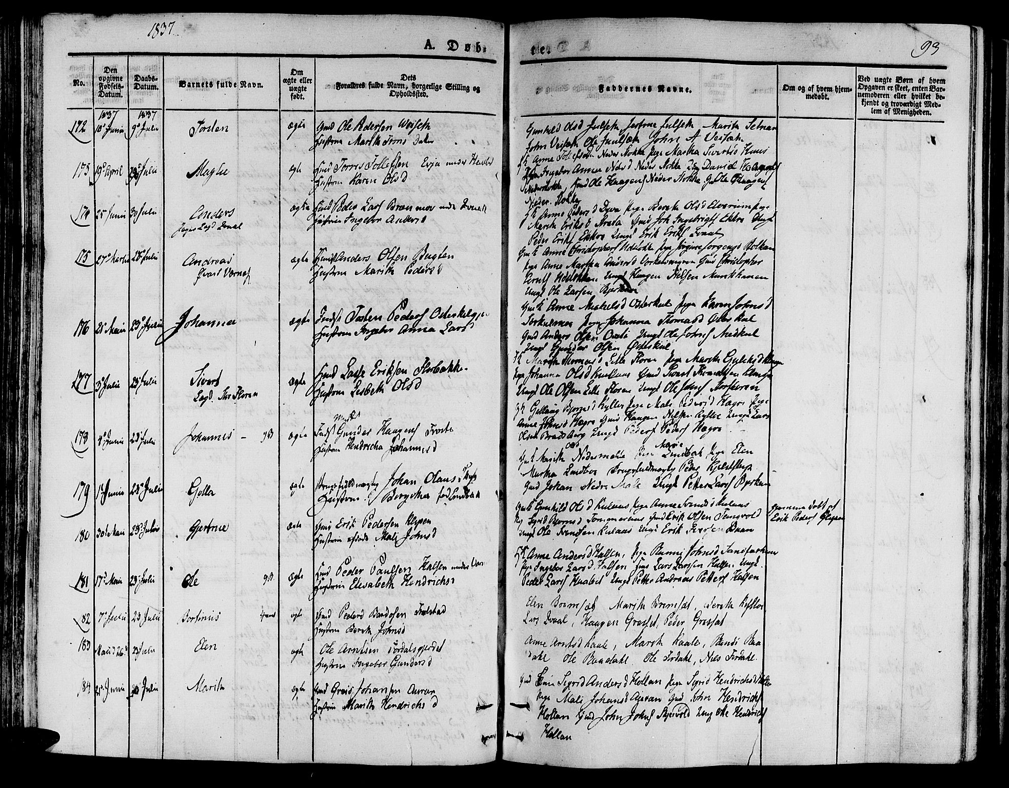 Ministerialprotokoller, klokkerbøker og fødselsregistre - Nord-Trøndelag, AV/SAT-A-1458/709/L0071: Ministerialbok nr. 709A11, 1833-1844, s. 93
