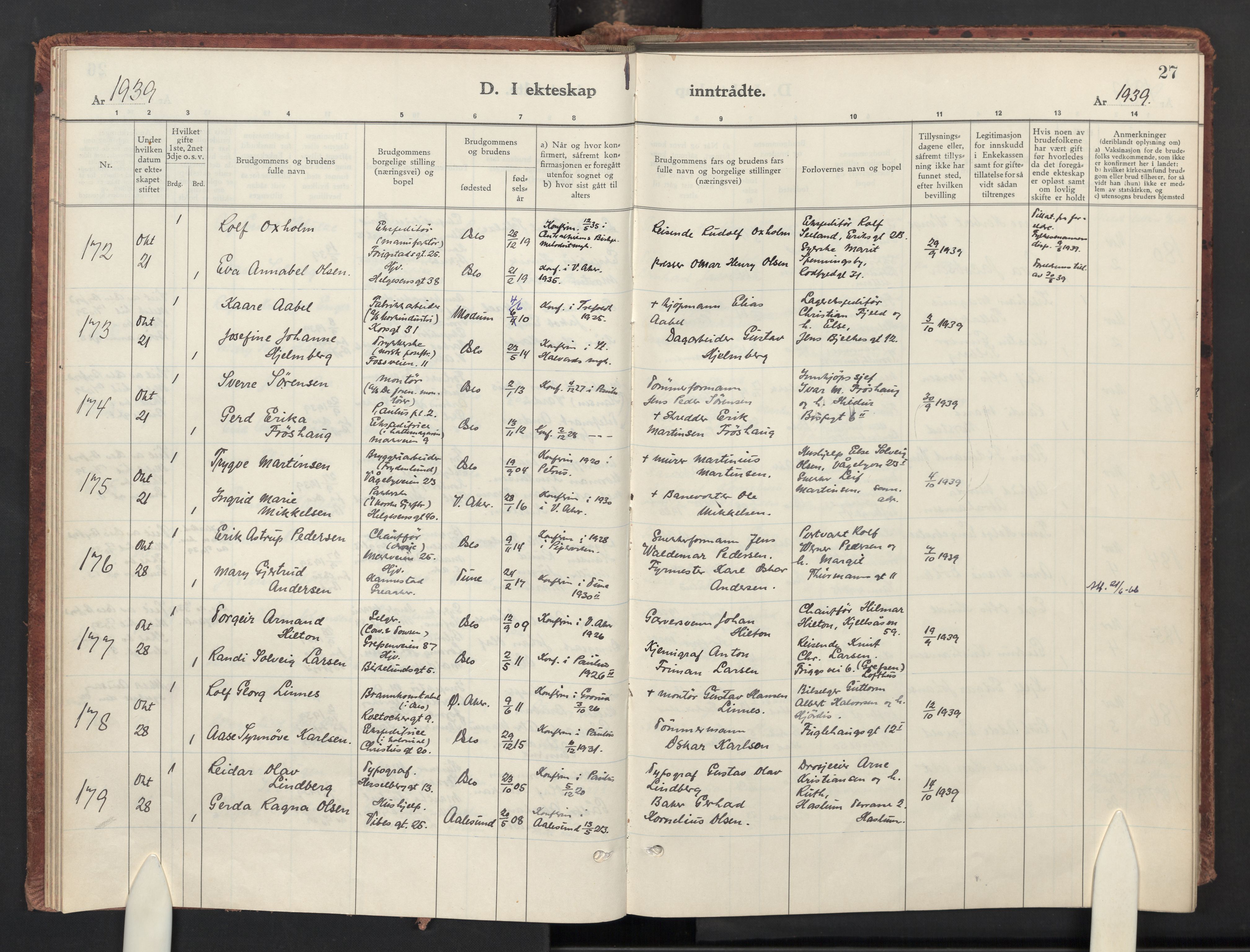 Paulus prestekontor Kirkebøker, AV/SAO-A-10871/F/Fa/L0031: Ministerialbok nr. 31, 1938-1948, s. 27