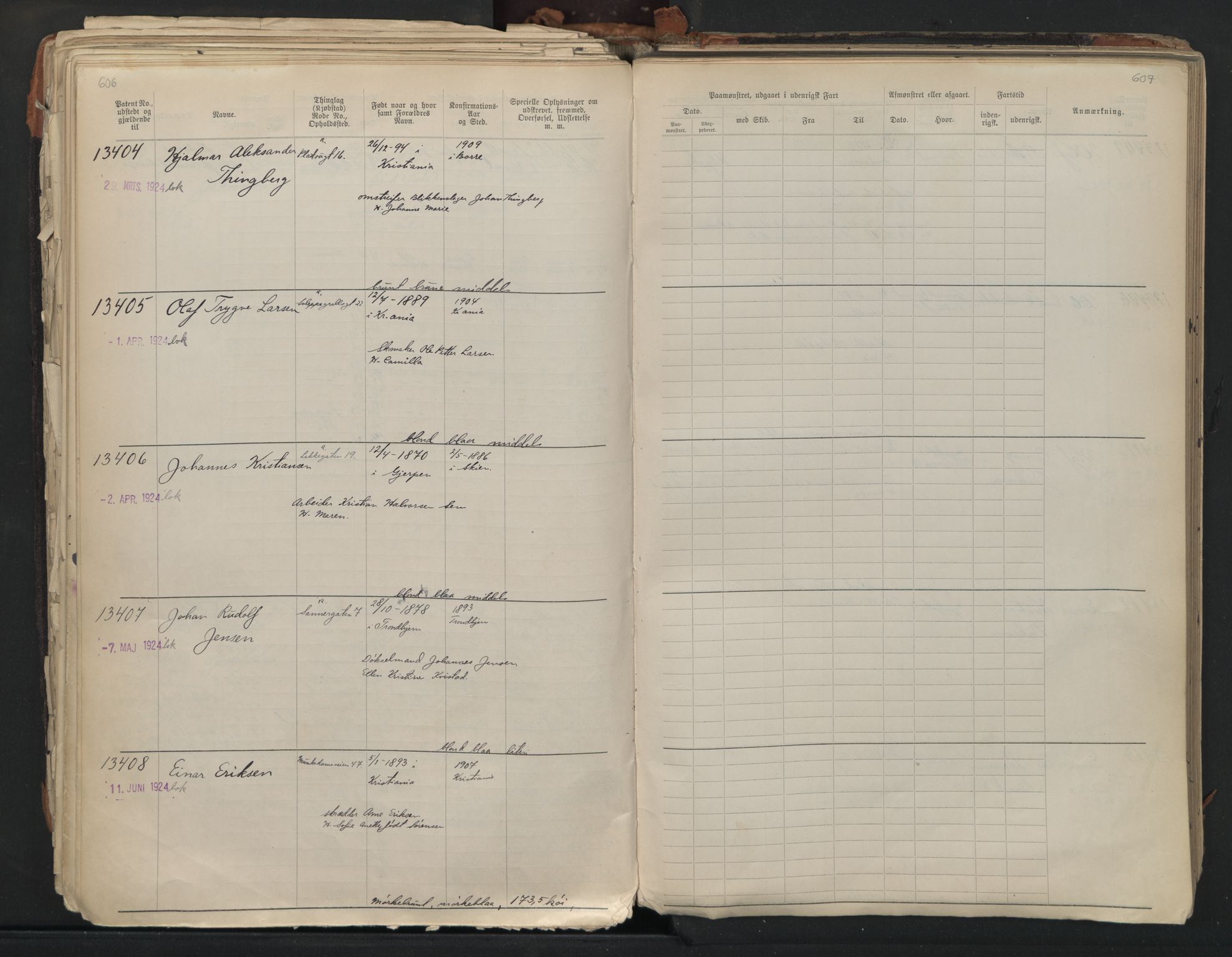 Oslo sjømannskontor, AV/SAO-A-10595/F/Fb/L0001: Annotasjonsrulle, 1908-1938, s. 606-607