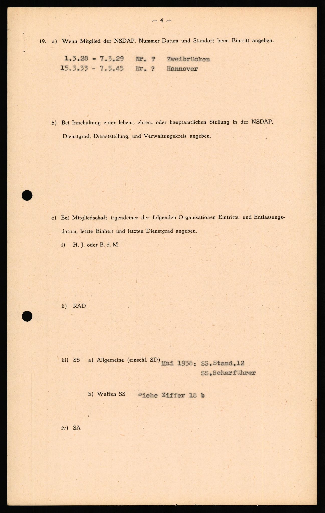 Forsvaret, Forsvarets overkommando II, RA/RAFA-3915/D/Db/L0027: CI Questionaires. Tyske okkupasjonsstyrker i Norge. Tyskere., 1945-1946, s. 48