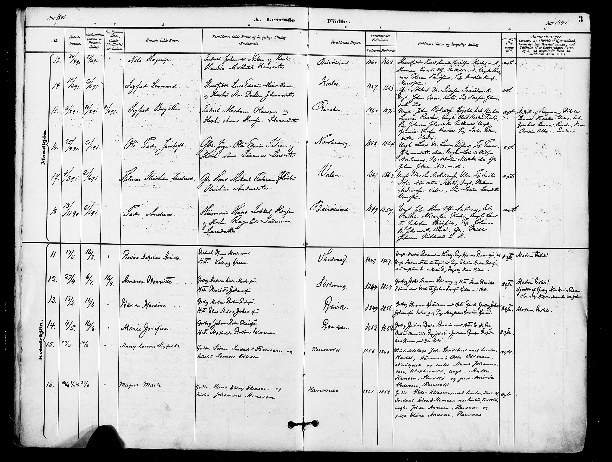 Karlsøy sokneprestembete, AV/SATØ-S-1299/H/Ha/Haa/L0007kirke: Ministerialbok nr. 7, 1891-1902, s. 3