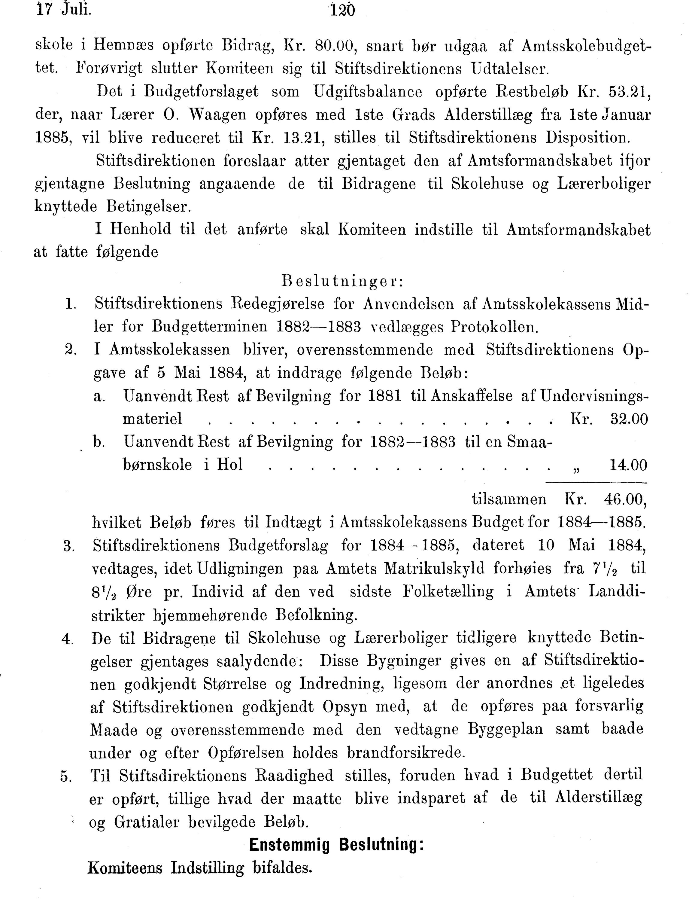 Nordland Fylkeskommune. Fylkestinget, AIN/NFK-17/176/A/Ac/L0014: Fylkestingsforhandlinger 1881-1885, 1881-1885