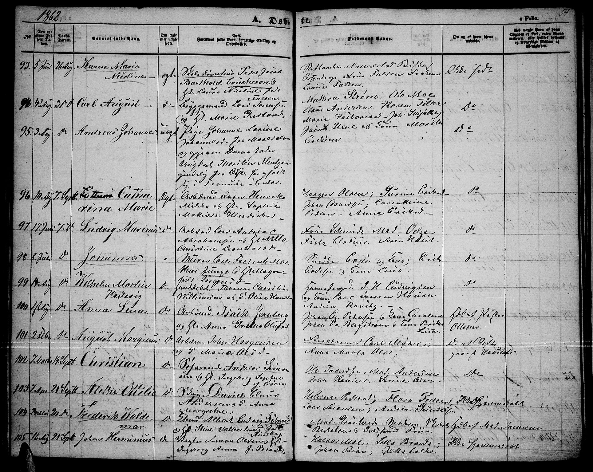 Tromsø sokneprestkontor/stiftsprosti/domprosti, AV/SATØ-S-1343/G/Gb/L0006klokker: Klokkerbok nr. 6, 1857-1866, s. 54