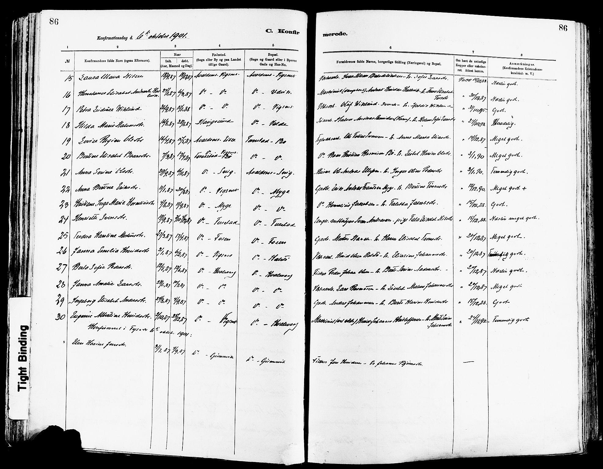 Avaldsnes sokneprestkontor, SAST/A -101851/H/Ha/Haa/L0015: Ministerialbok nr. A 15, 1880-1906, s. 86