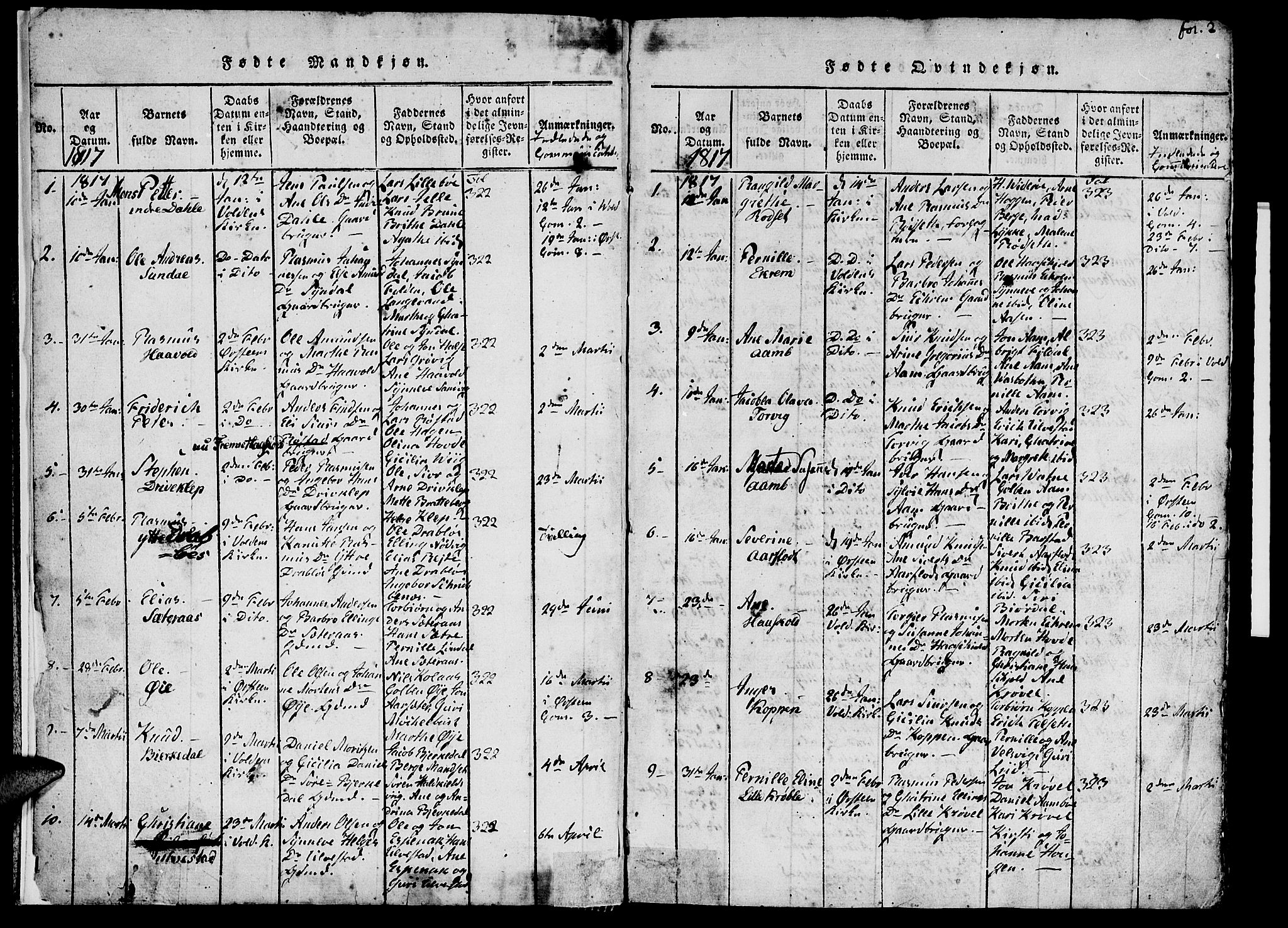 Ministerialprotokoller, klokkerbøker og fødselsregistre - Møre og Romsdal, AV/SAT-A-1454/511/L0138: Ministerialbok nr. 511A05, 1817-1832, s. 2