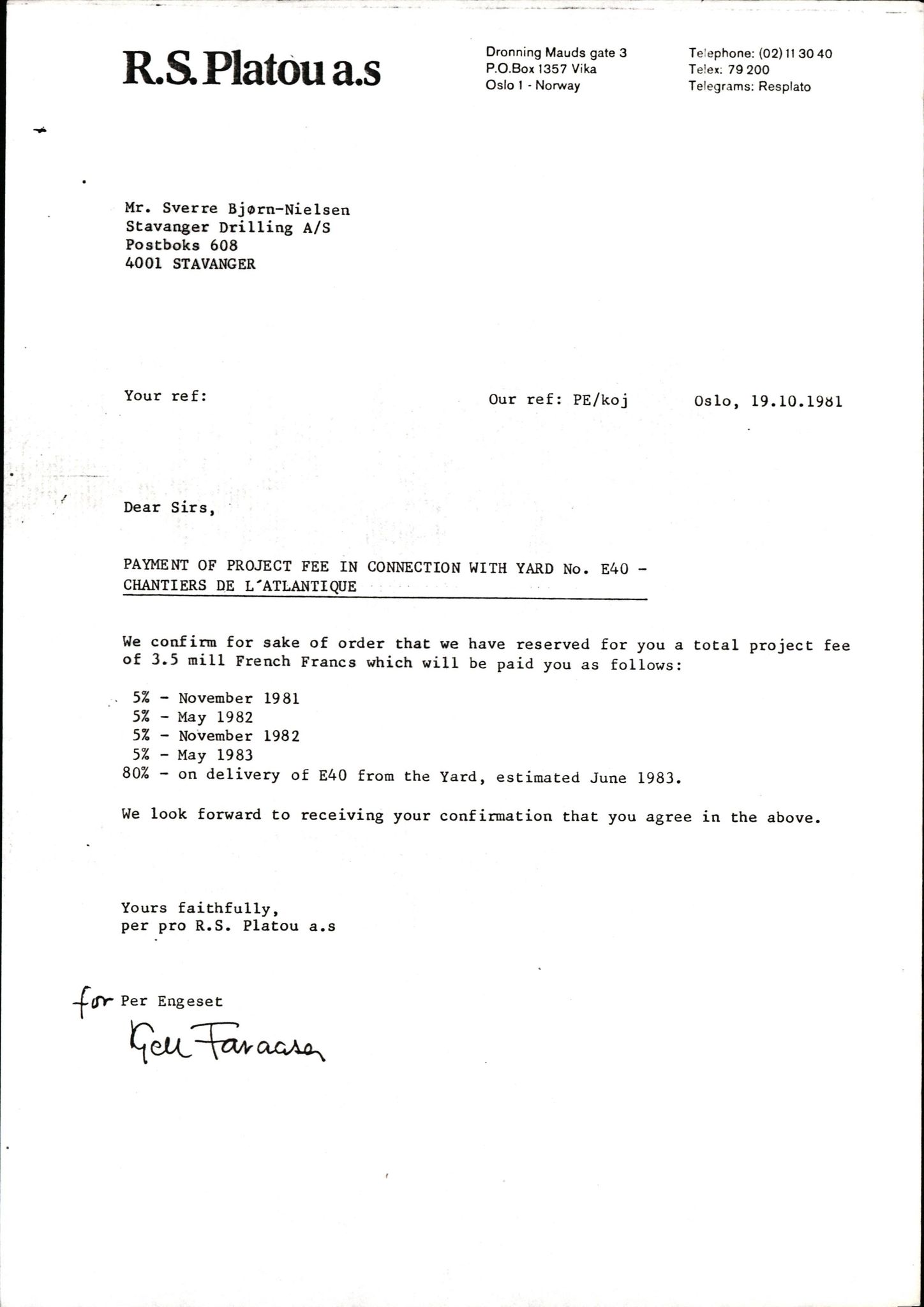 Pa 1503 - Stavanger Drilling AS, AV/SAST-A-101906/2/E/Ea/Eaa/L0001: Korrespondanse, 1970-1983