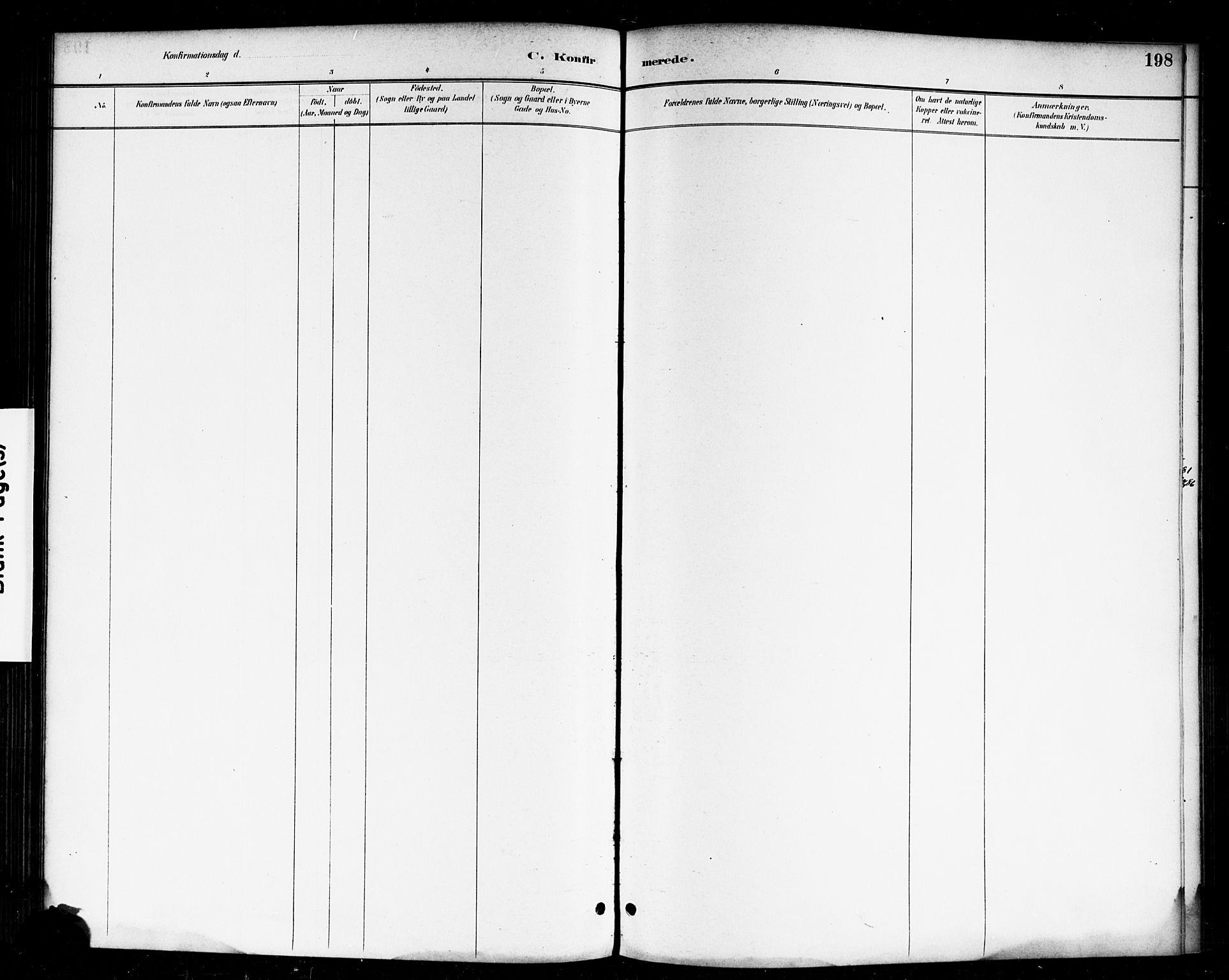 Skjeberg prestekontor Kirkebøker, AV/SAO-A-10923/F/Fa/L0009: Ministerialbok nr. I 9, 1886-1897, s. 198