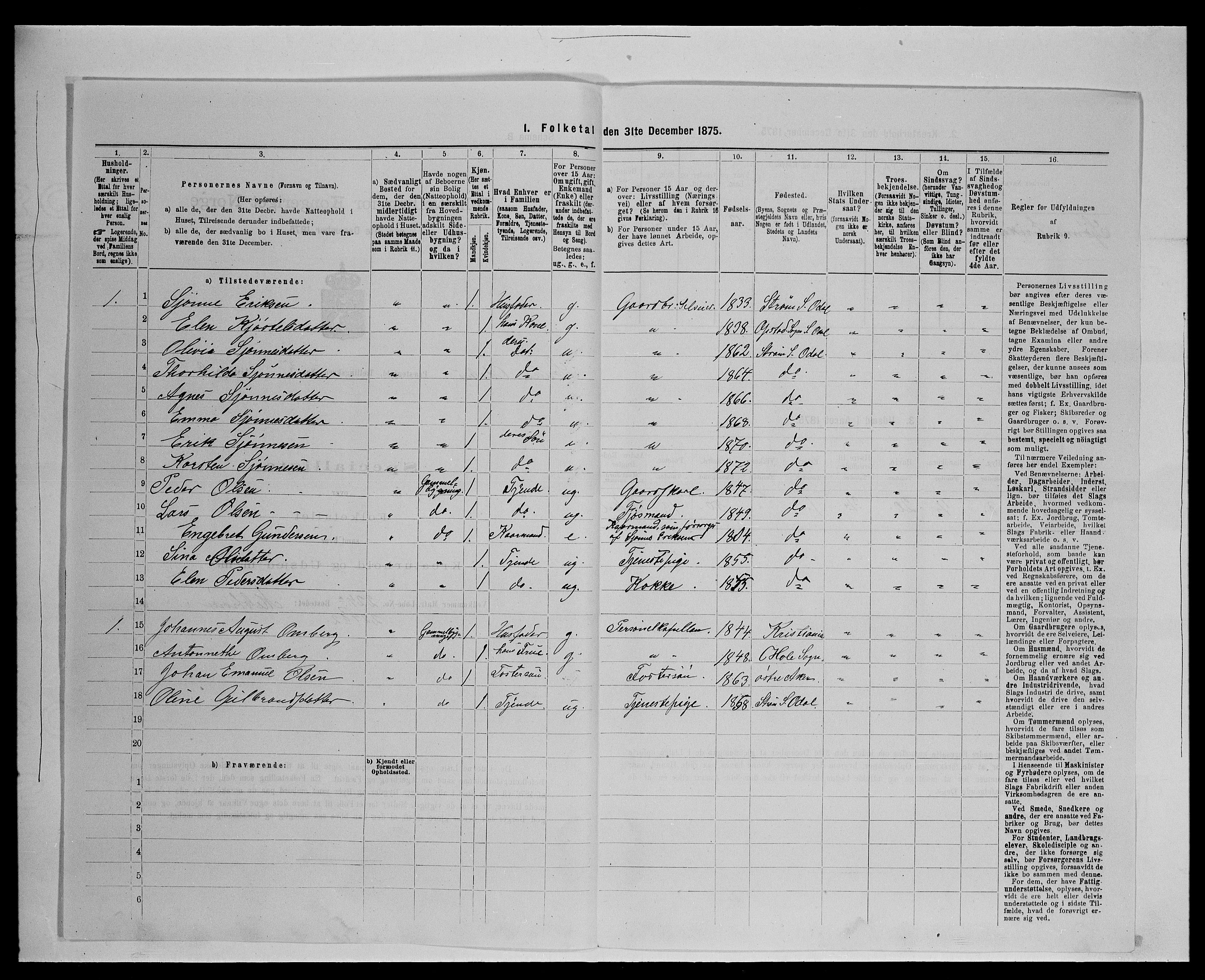 SAH, Folketelling 1875 for 0419P Sør-Odal prestegjeld, 1875, s. 493