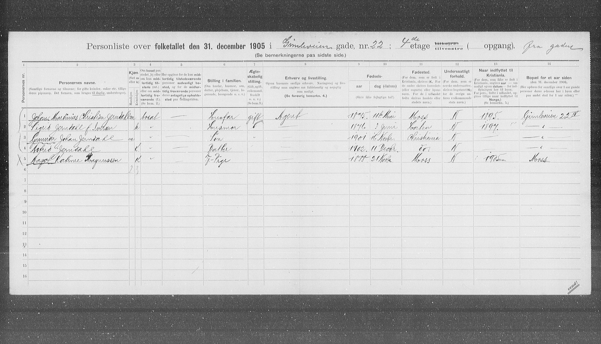 OBA, Kommunal folketelling 31.12.1905 for Kristiania kjøpstad, 1905, s. 15075