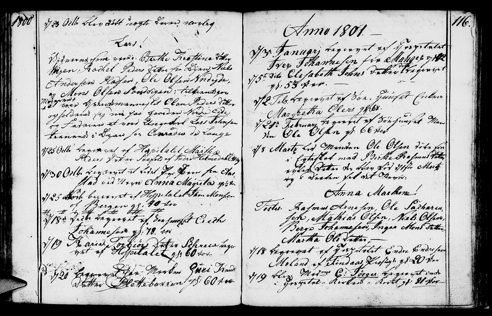 St. Jørgens hospital og Årstad sokneprestembete, AV/SAB-A-99934: Ministerialbok nr. A 2, 1766-1814, s. 116