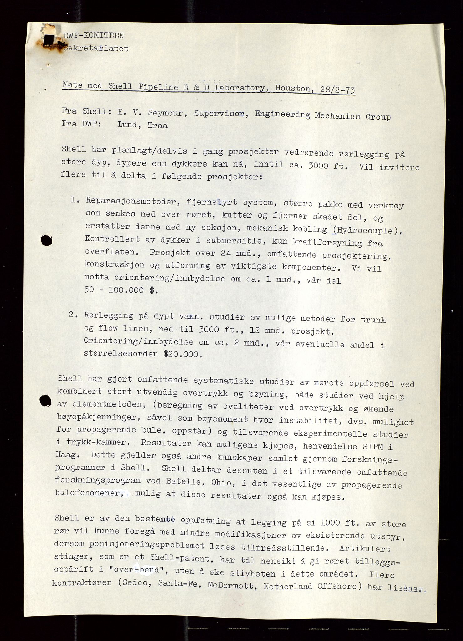 Industridepartementet, Oljekontoret, SAST/A-101348/Di/L0003: DWP, møtereferater, 1972-1974, s. 340