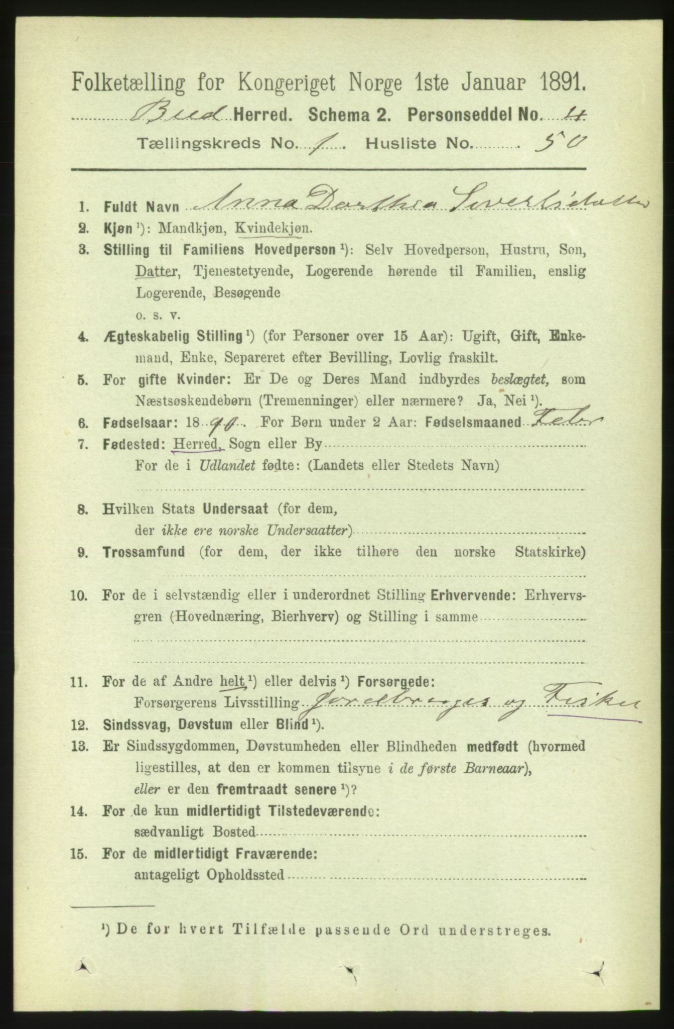 RA, Folketelling 1891 for 1549 Bud herred, 1891, s. 393