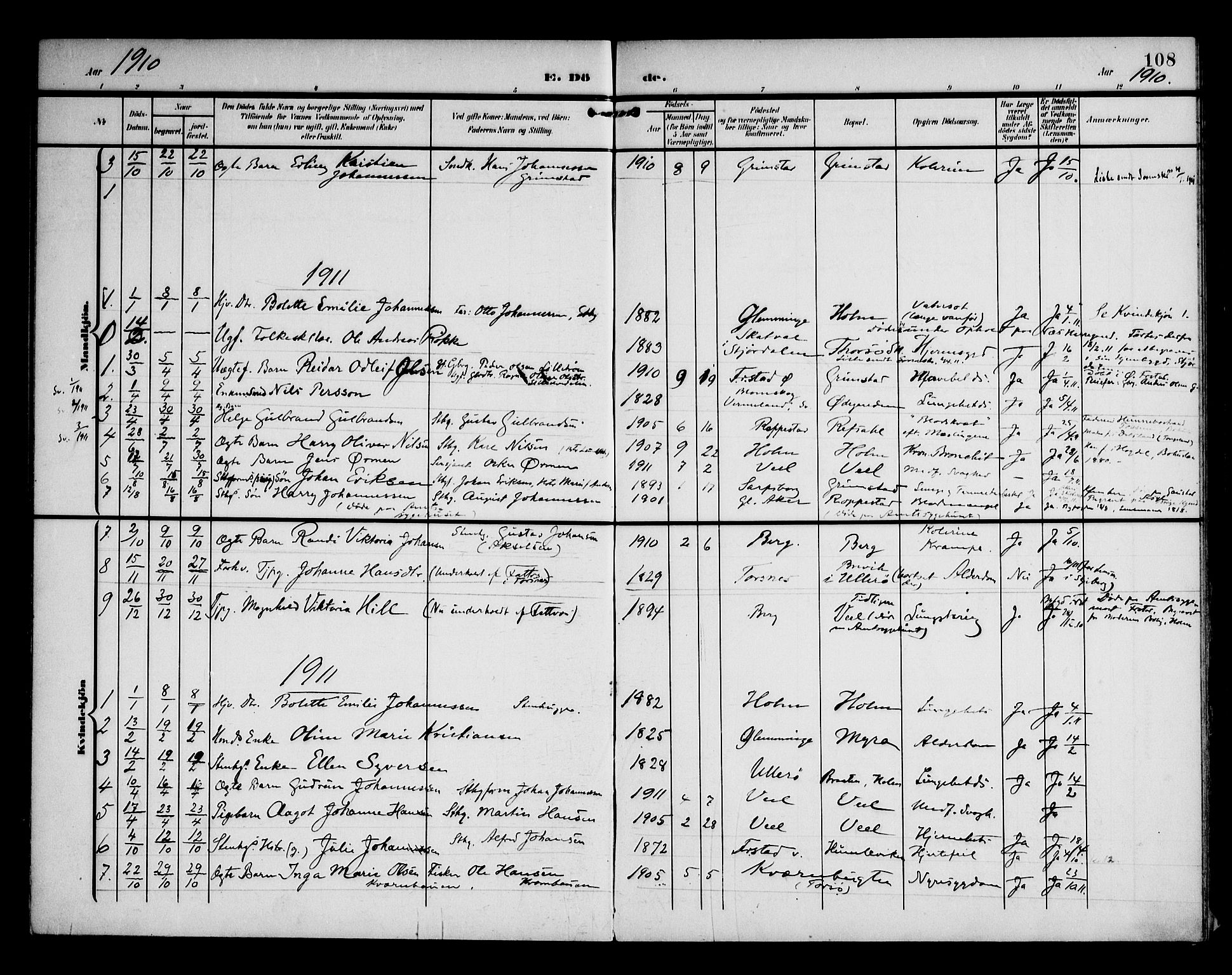 Borge prestekontor Kirkebøker, AV/SAO-A-10903/F/Fb/L0004: Ministerialbok nr. II 4, 1902-1914, s. 108