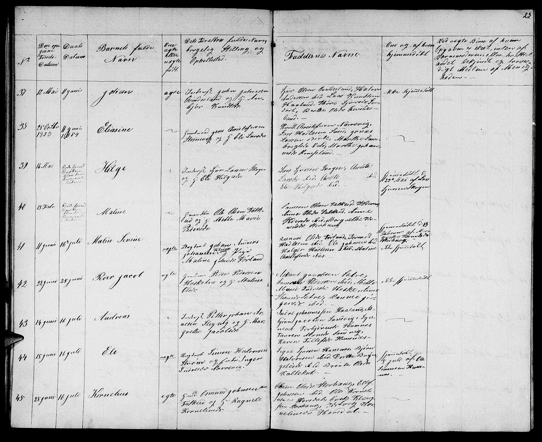 Tysvær sokneprestkontor, SAST/A -101864/H/Ha/Hab/L0002: Klokkerbok nr. B 2, 1852-1868, s. 23