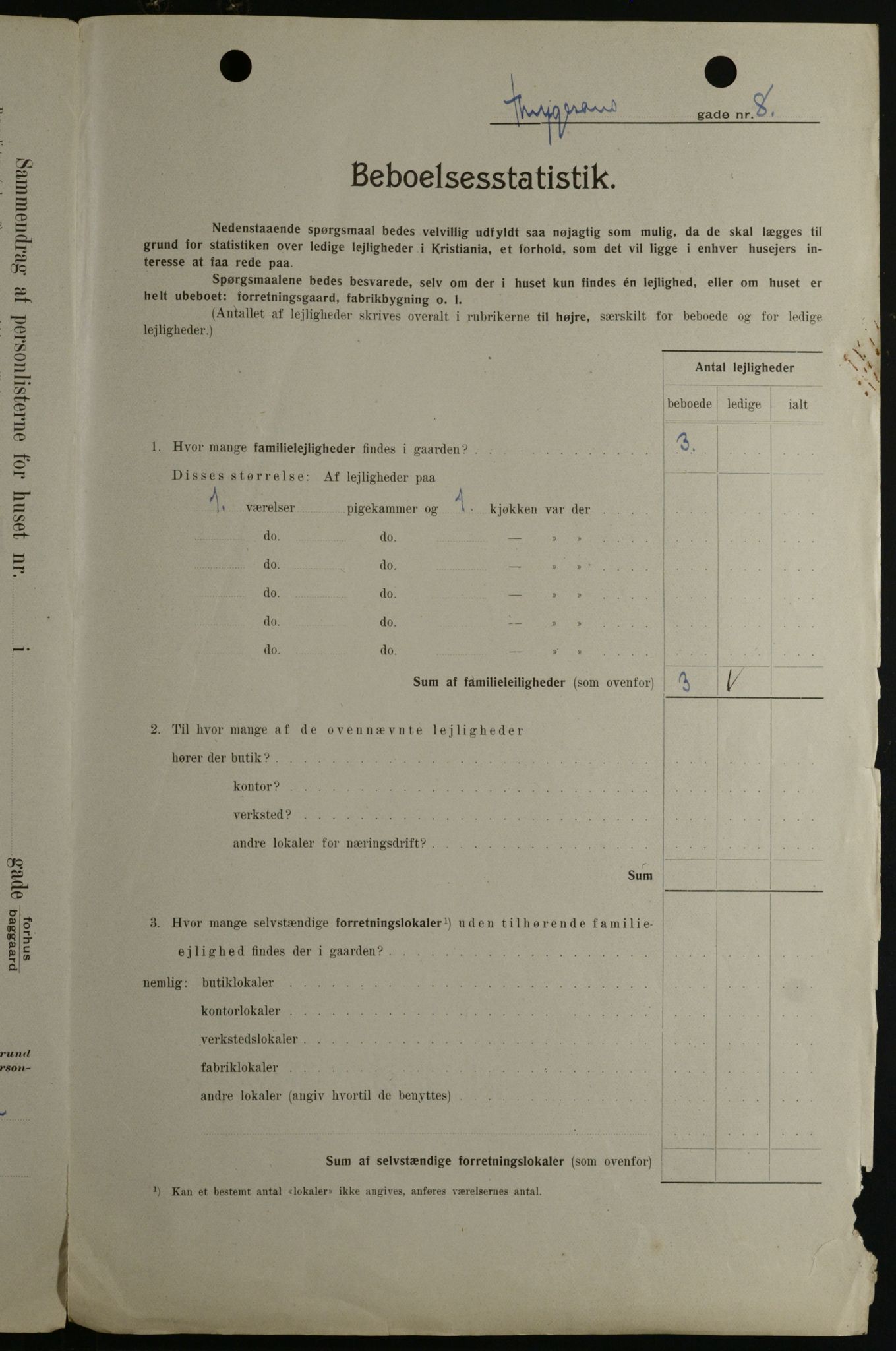 OBA, Kommunal folketelling 1.2.1908 for Kristiania kjøpstad, 1908, s. 100104