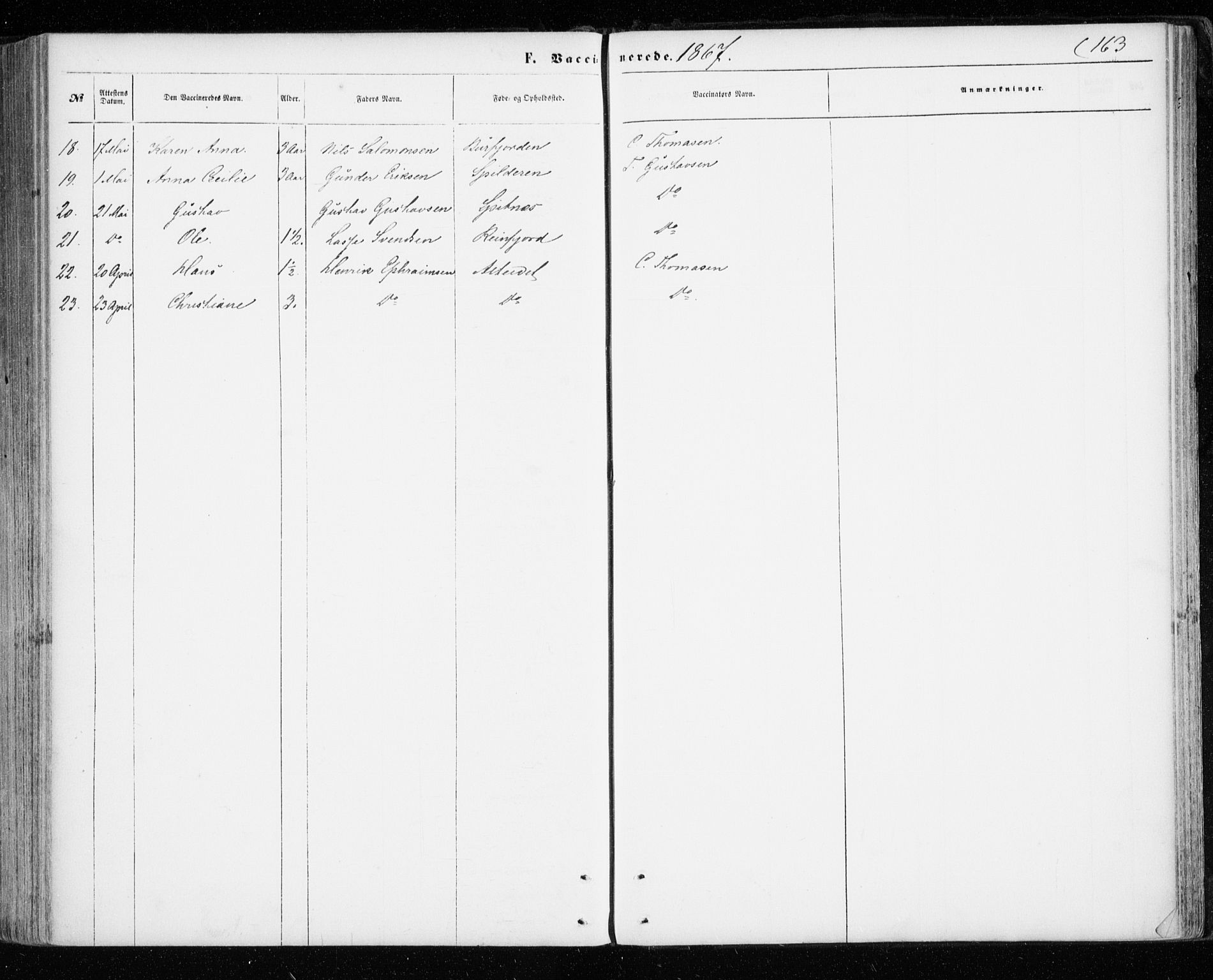 Skjervøy sokneprestkontor, AV/SATØ-S-1300/H/Ha/Haa/L0011kirke: Ministerialbok nr. 11, 1861-1877, s. 163