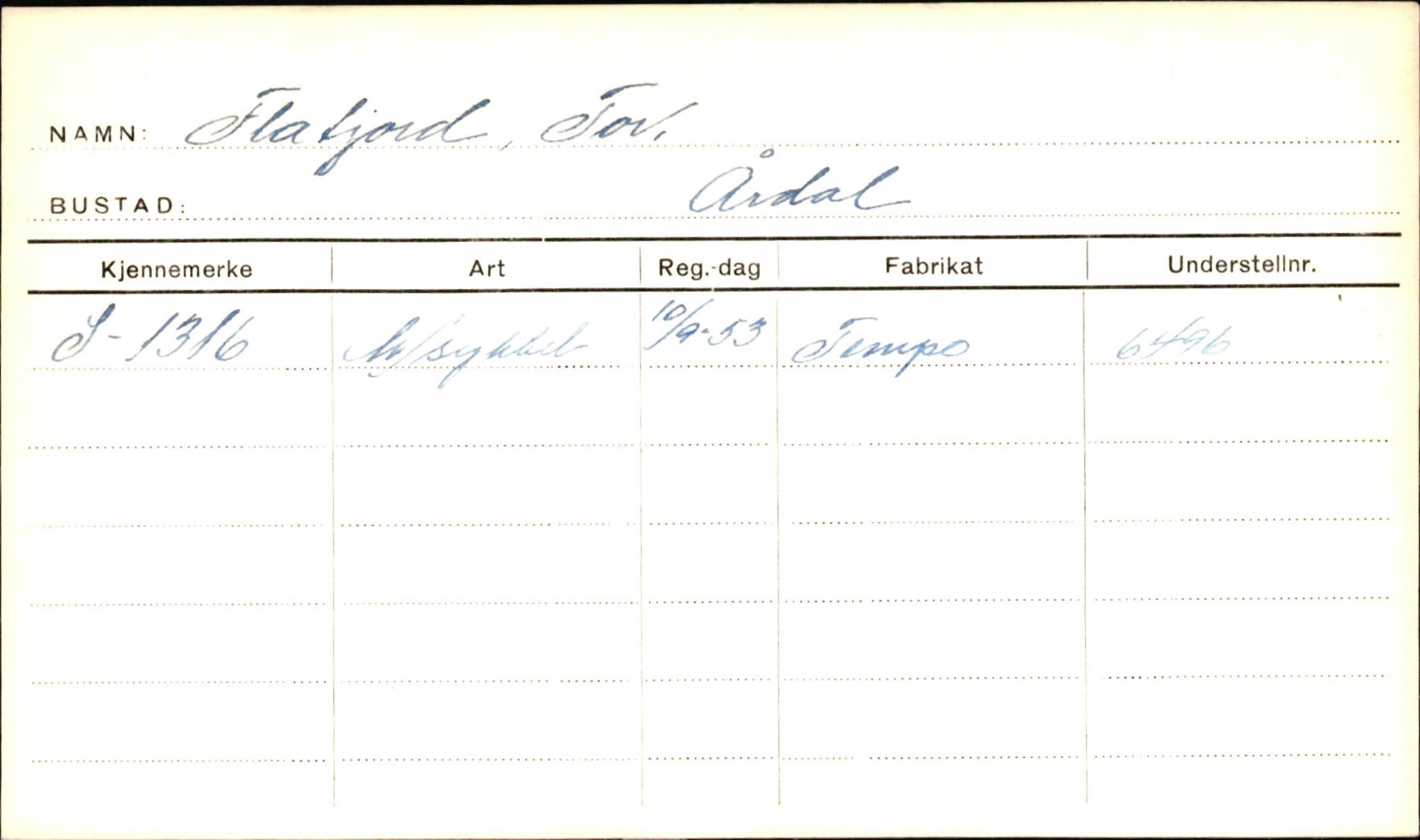 Statens vegvesen, Sogn og Fjordane vegkontor, AV/SAB-A-5301/4/F/L0001D: Eigarregister Fjordane til 1.6.1961, 1930-1961, s. 6