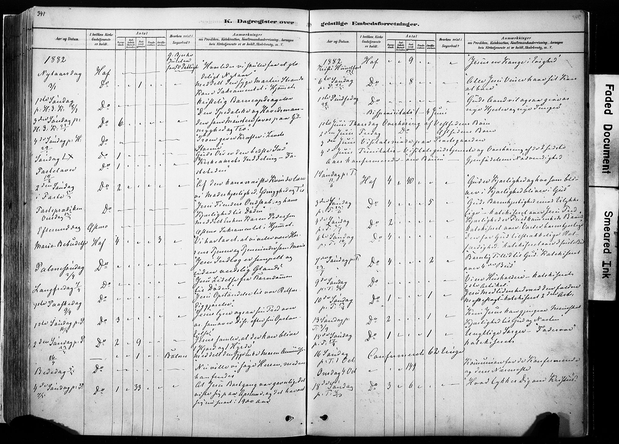 Hof prestekontor, AV/SAH-PREST-038/H/Ha/Haa/L0010: Ministerialbok nr. 10, 1878-1909, s. 341