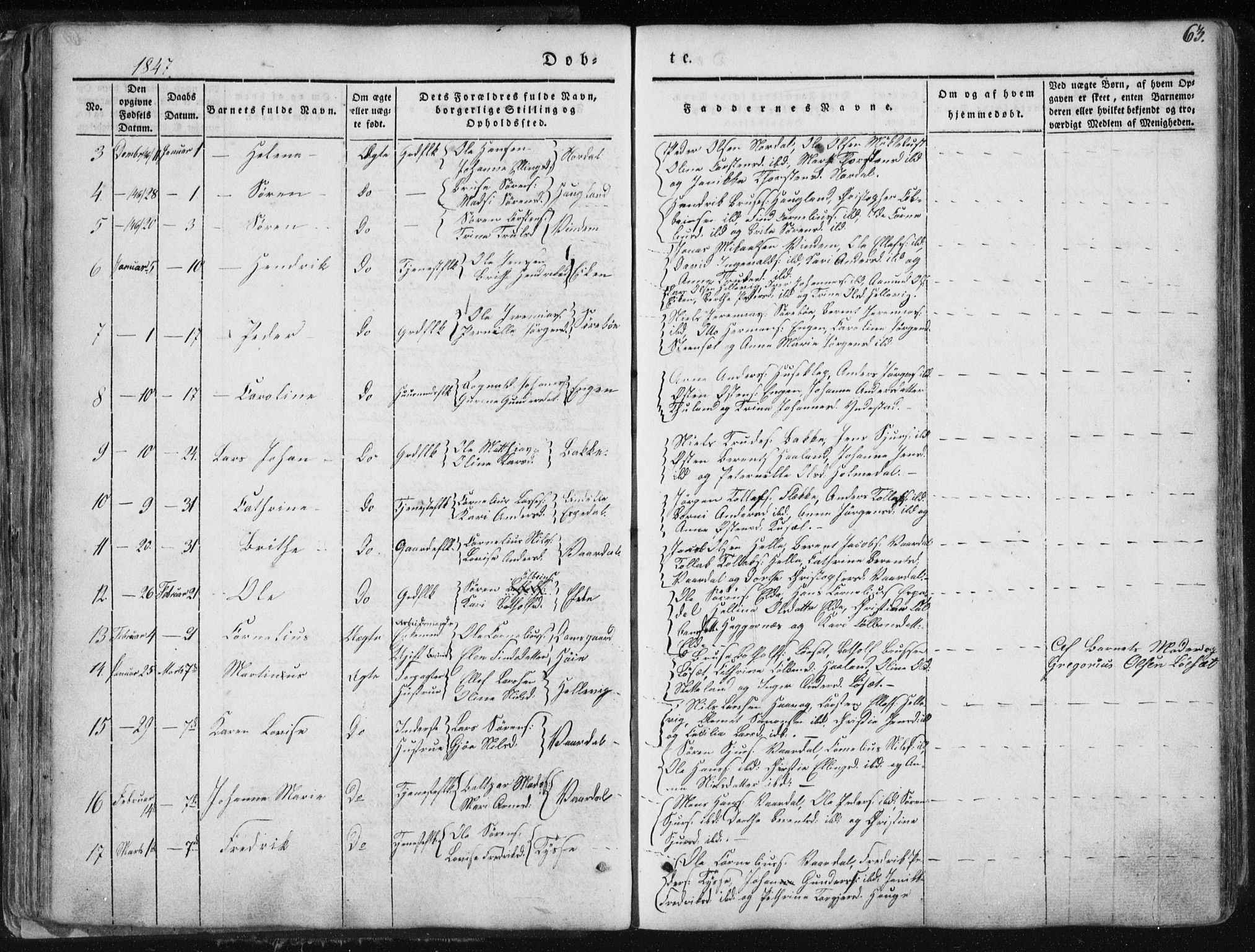 Fjaler sokneprestembete, AV/SAB-A-79801/H/Haa/Haaa/L0006: Ministerialbok nr. A 6, 1835-1884, s. 63