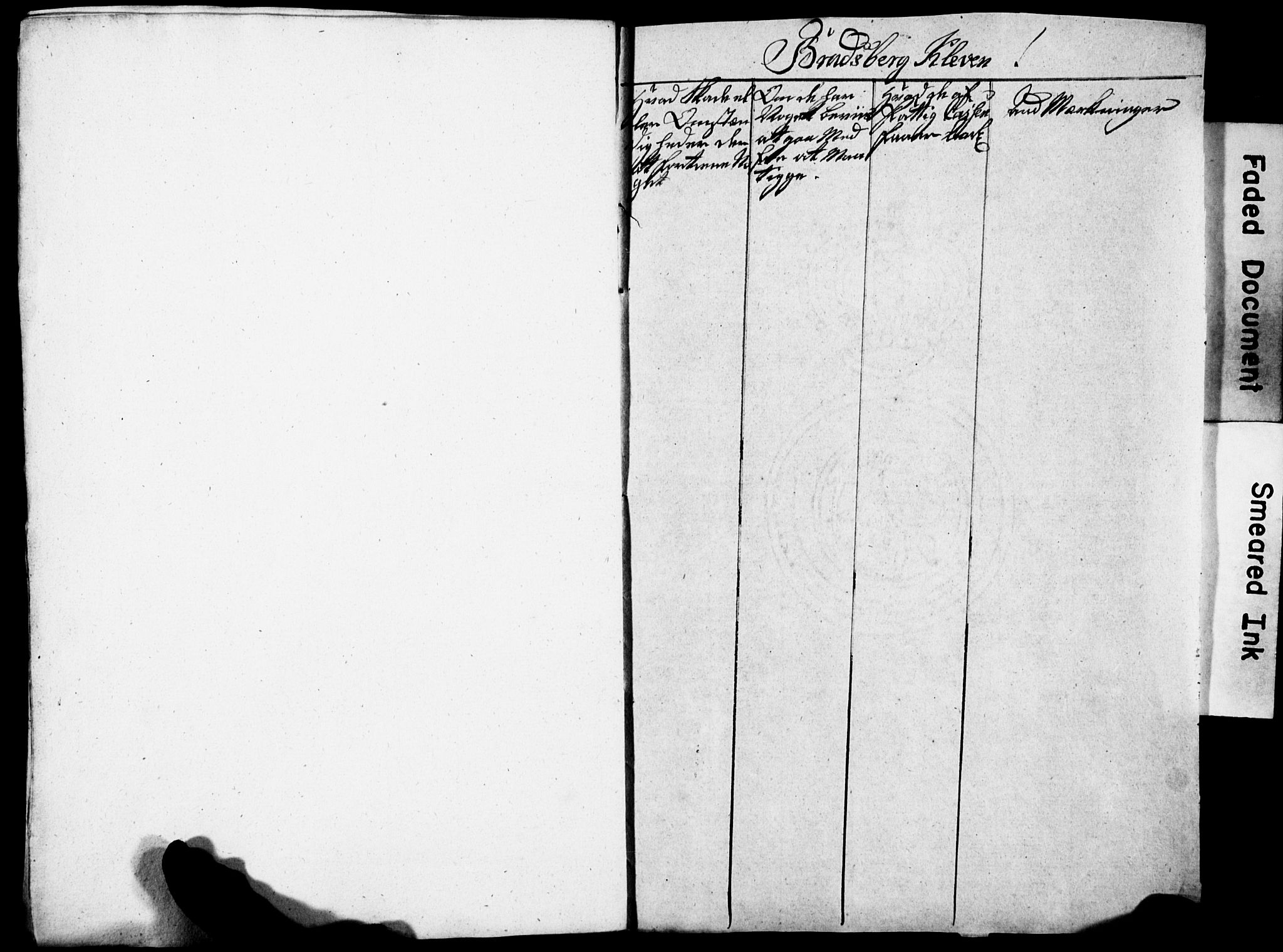 Bratsberg Len og Amt, SAKO/A-943/I/I34/L0342/0010: Diverse manntall og fortegnelser / Manntall for Bratsbergkleven, 1784
