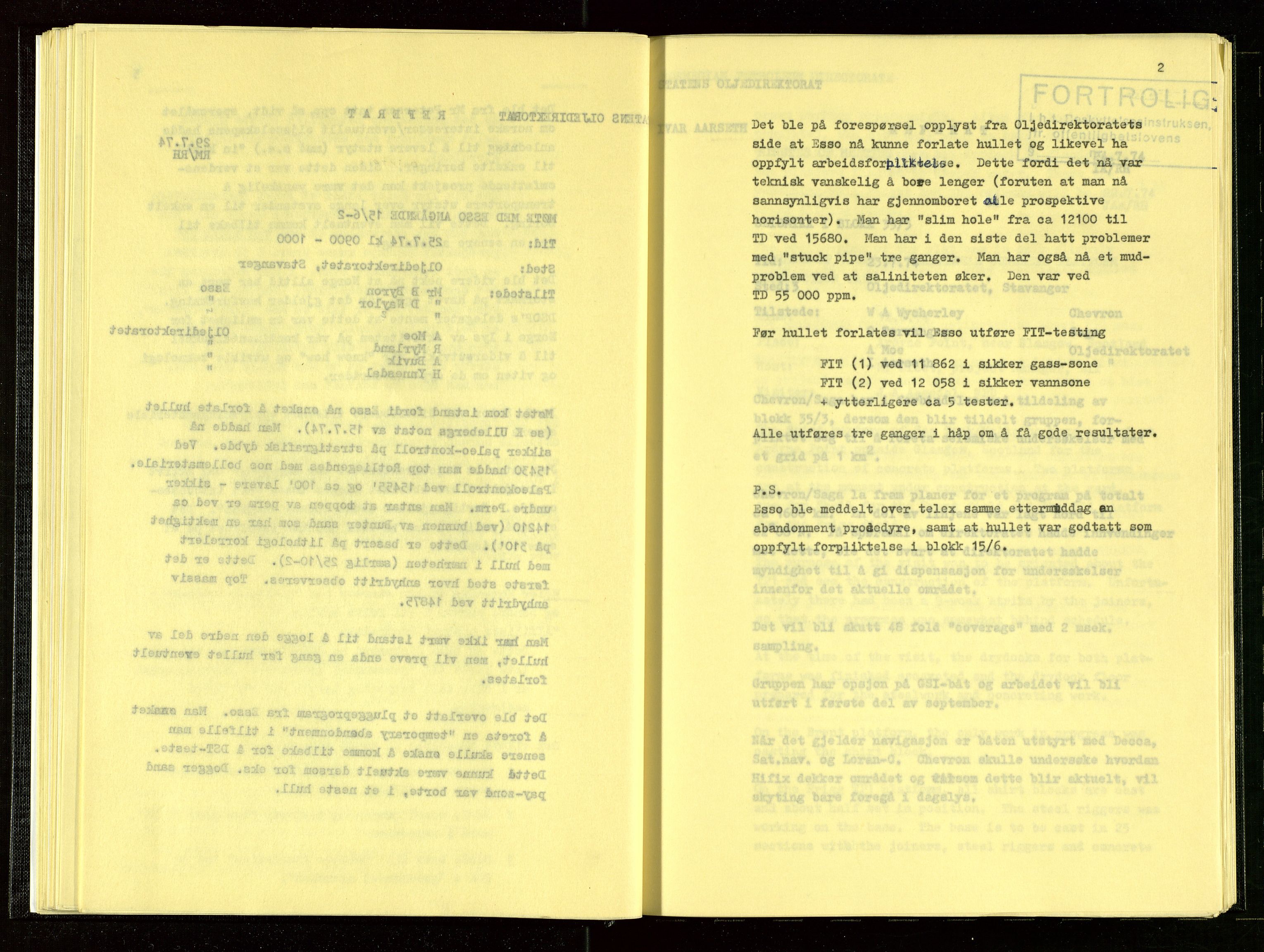 Oljedirektoratet, AV/SAST-A-101366/Aa/L0002: Referatprotokoller, 1974