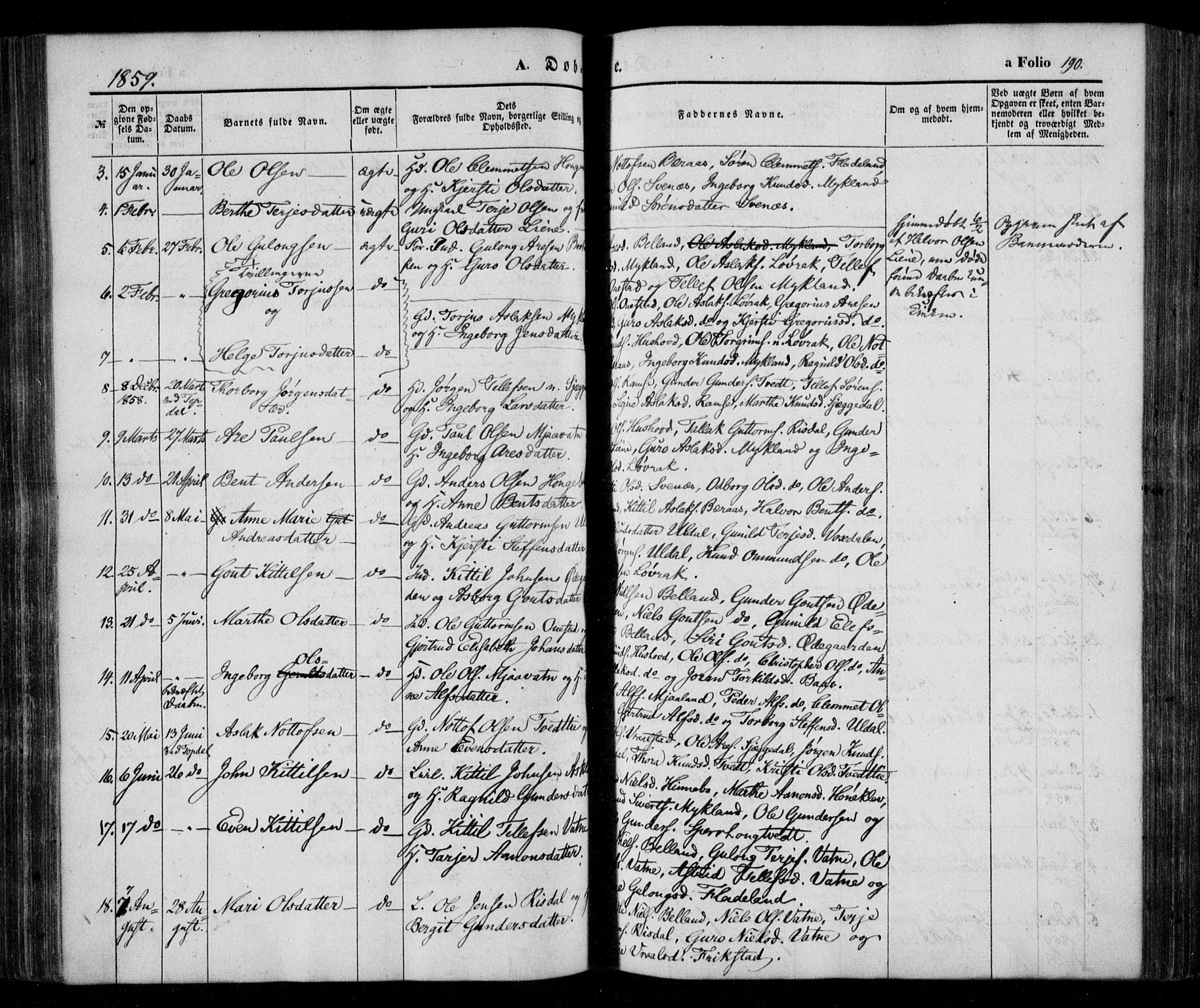 Åmli sokneprestkontor, AV/SAK-1111-0050/F/Fa/Fac/L0008: Ministerialbok nr. A 8, 1852-1869, s. 190