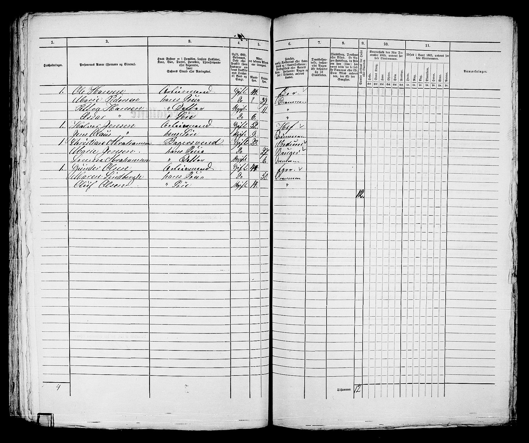 RA, Folketelling 1865 for 0602bP Strømsø prestegjeld i Drammen kjøpstad, 1865, s. 322