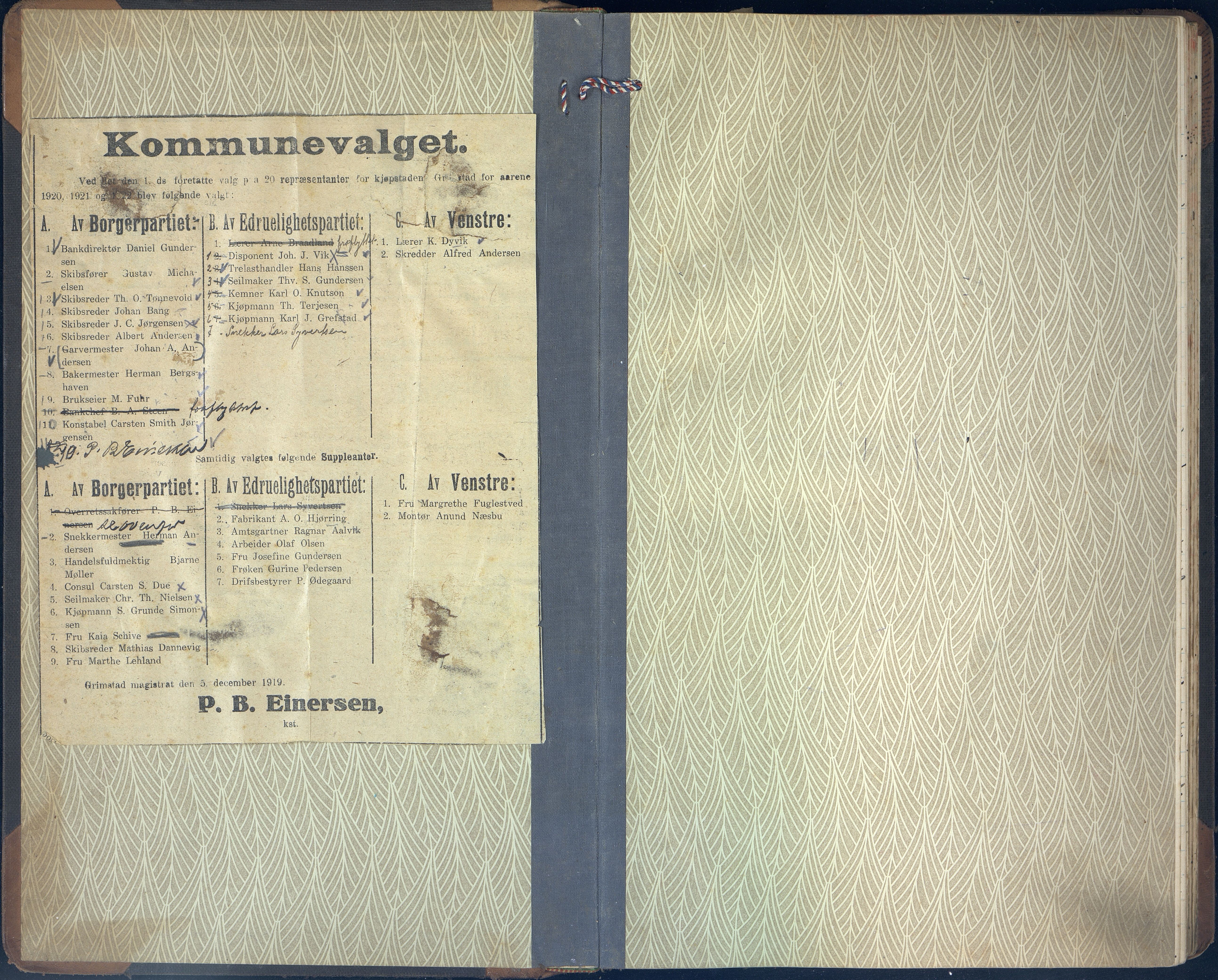 Grimstad kommune frem til 1971, AAKS/KA0904-PK/01/L0016: Møtebok, 1919-1920