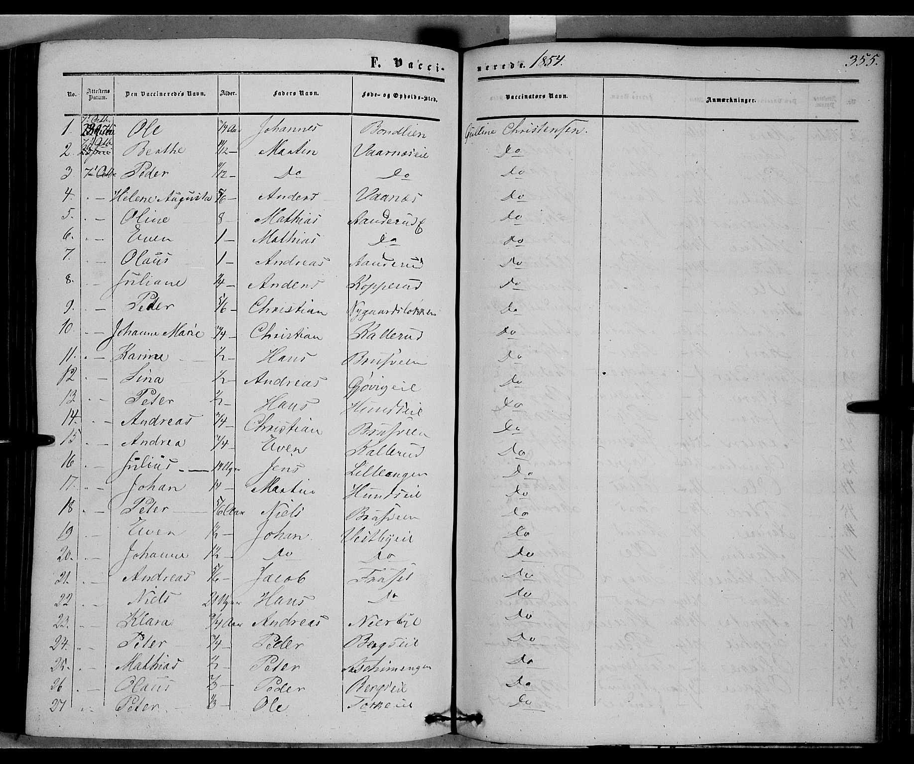 Vardal prestekontor, AV/SAH-PREST-100/H/Ha/Haa/L0006: Ministerialbok nr. 6, 1854-1866, s. 355