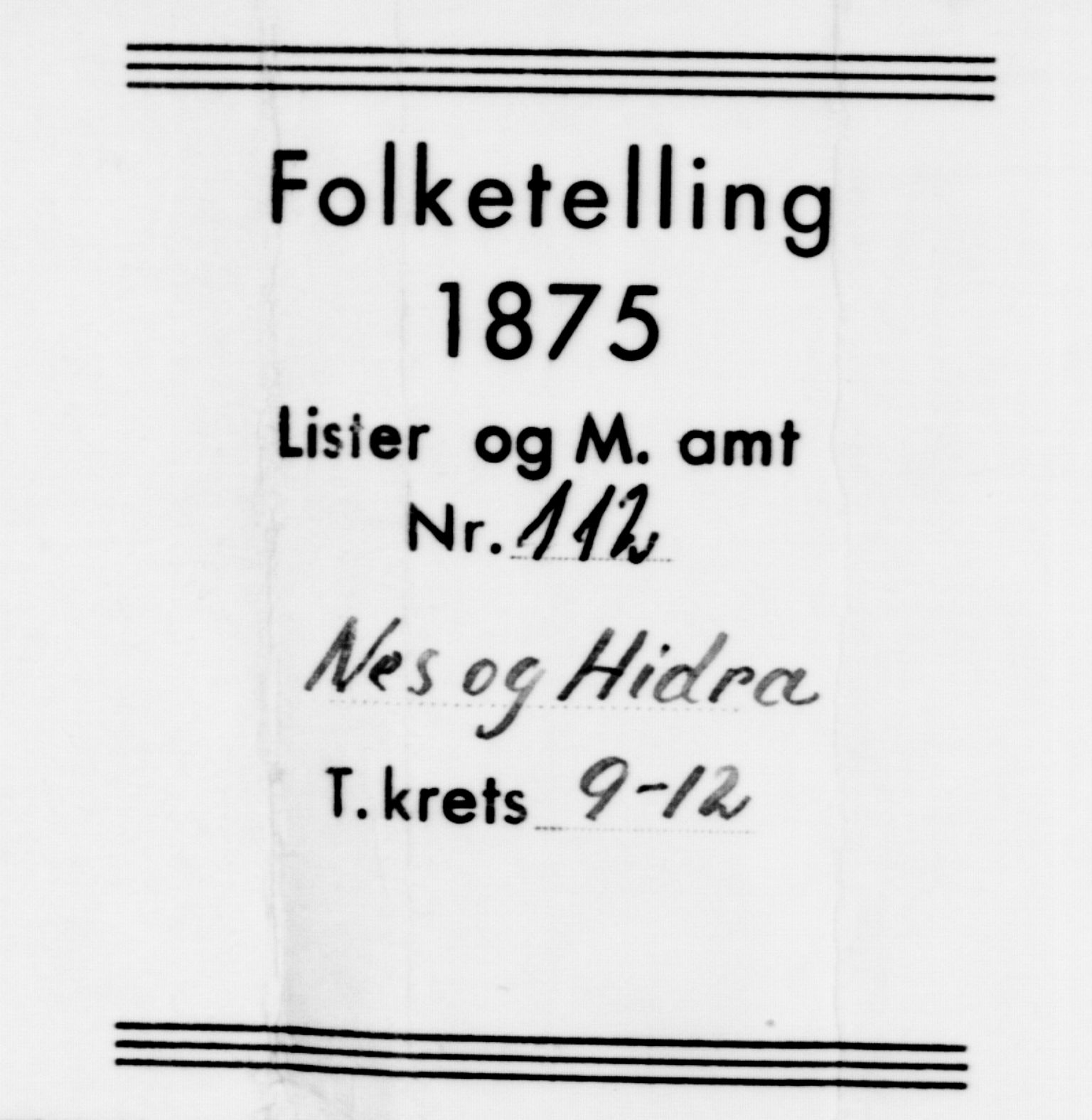 SAK, Folketelling 1875 for 1042L Flekkefjord prestegjeld, Nes sokn og Hidra sokn, 1875, s. 1060