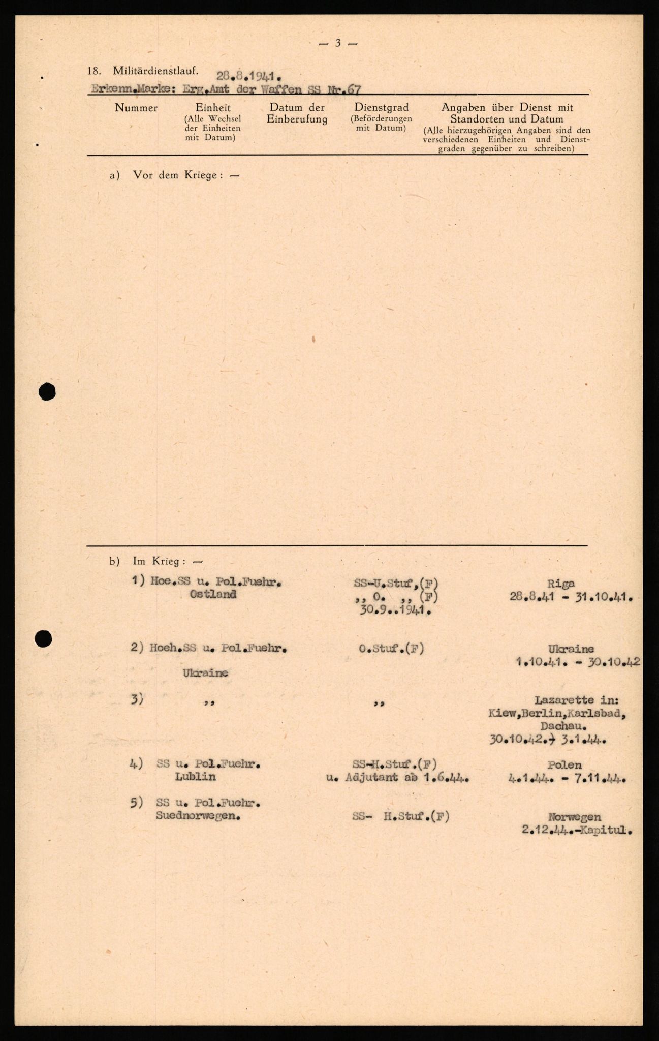 Forsvaret, Forsvarets overkommando II, RA/RAFA-3915/D/Db/L0027: CI Questionaires. Tyske okkupasjonsstyrker i Norge. Tyskere., 1945-1946, s. 39