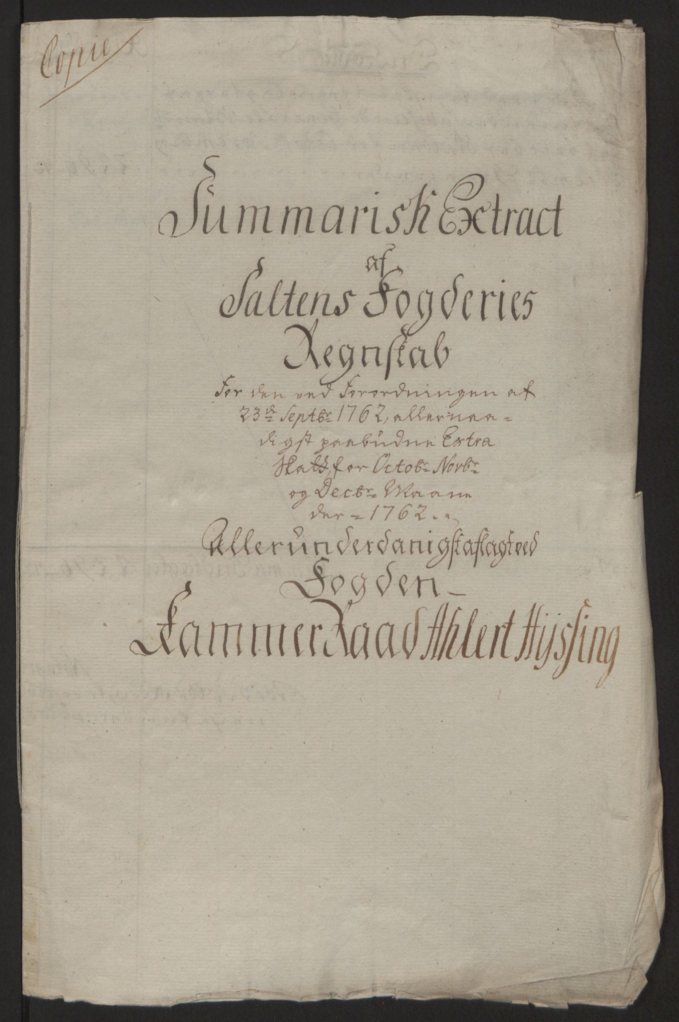 Rentekammeret inntil 1814, Reviderte regnskaper, Fogderegnskap, RA/EA-4092/R66/L4670: Ekstraskatten Salten, 1762-1764, s. 6