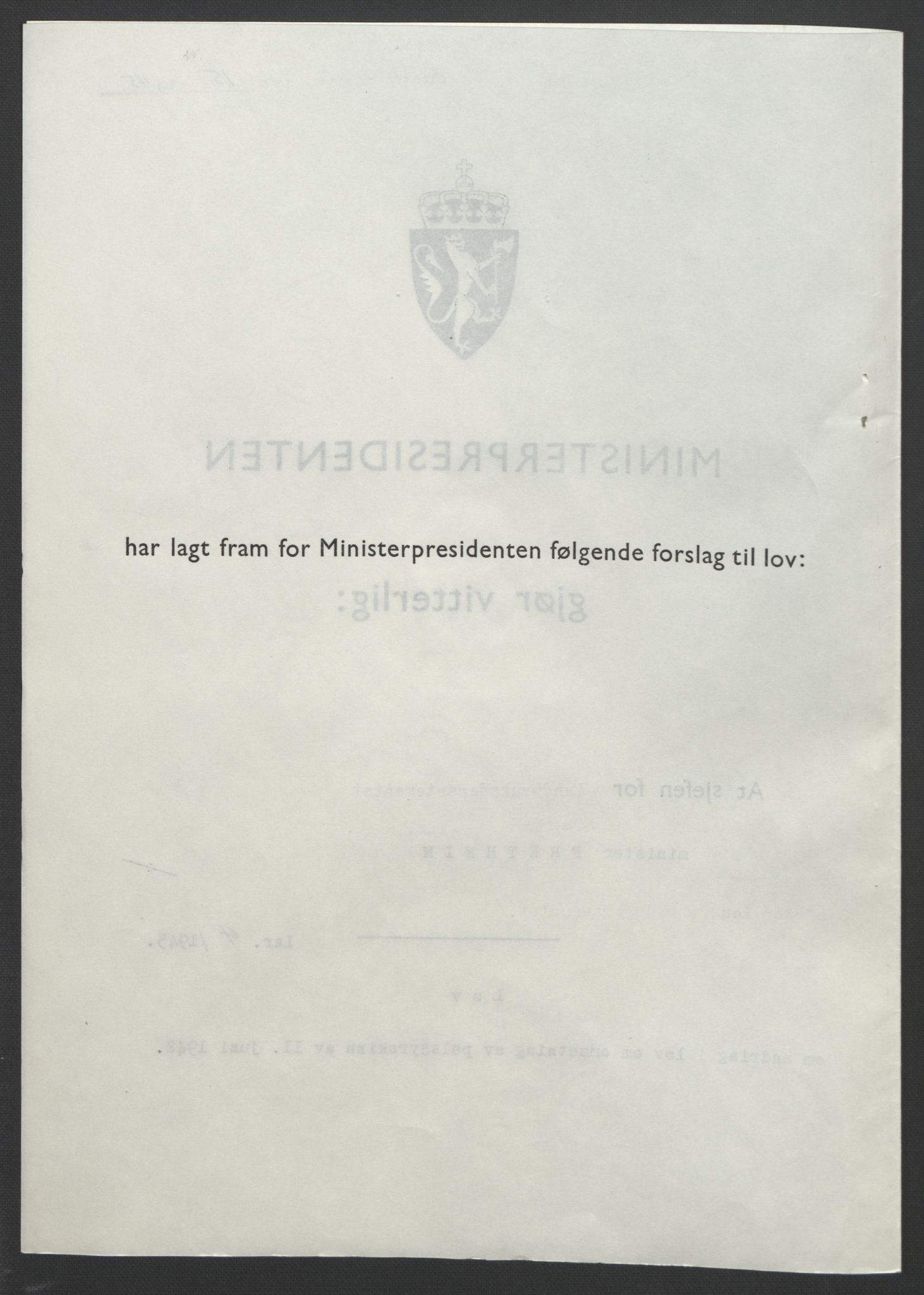 NS-administrasjonen 1940-1945 (Statsrådsekretariatet, de kommisariske statsråder mm), RA/S-4279/D/Db/L0101/0001: -- / Lover og vedtak, 1945, s. 16