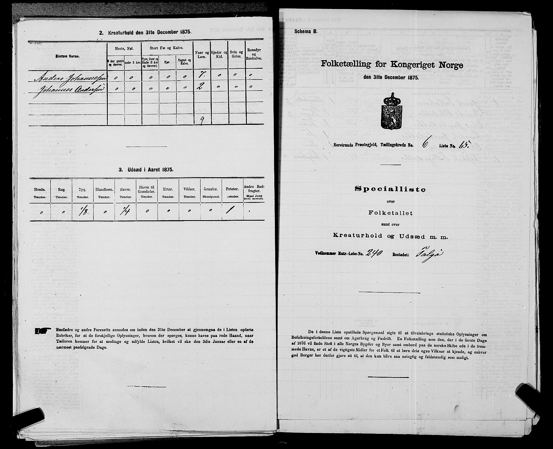 SAST, Folketelling 1875 for 1139P Nedstrand prestegjeld, 1875, s. 769