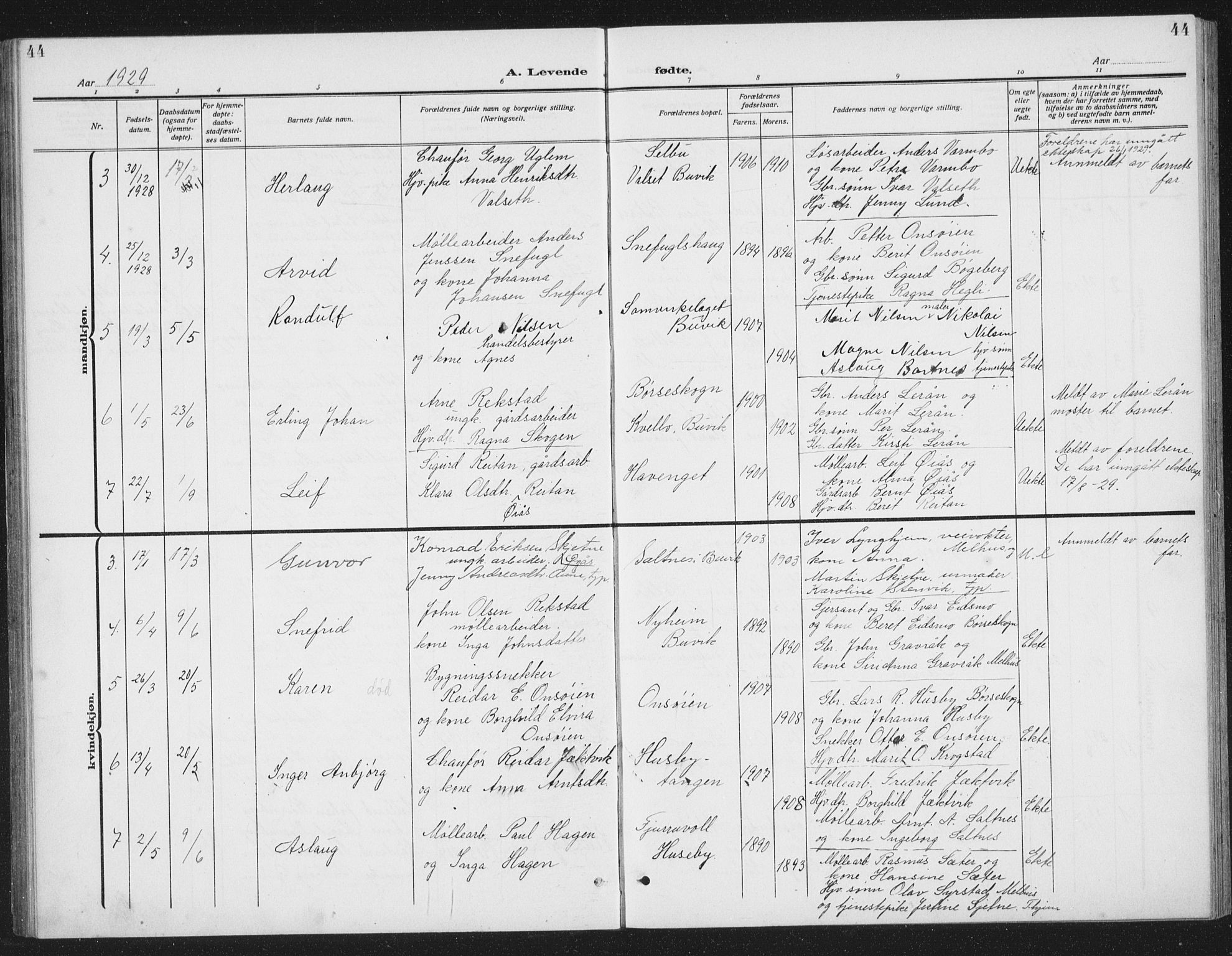 Ministerialprotokoller, klokkerbøker og fødselsregistre - Sør-Trøndelag, AV/SAT-A-1456/666/L0791: Klokkerbok nr. 666C04, 1909-1939, s. 44