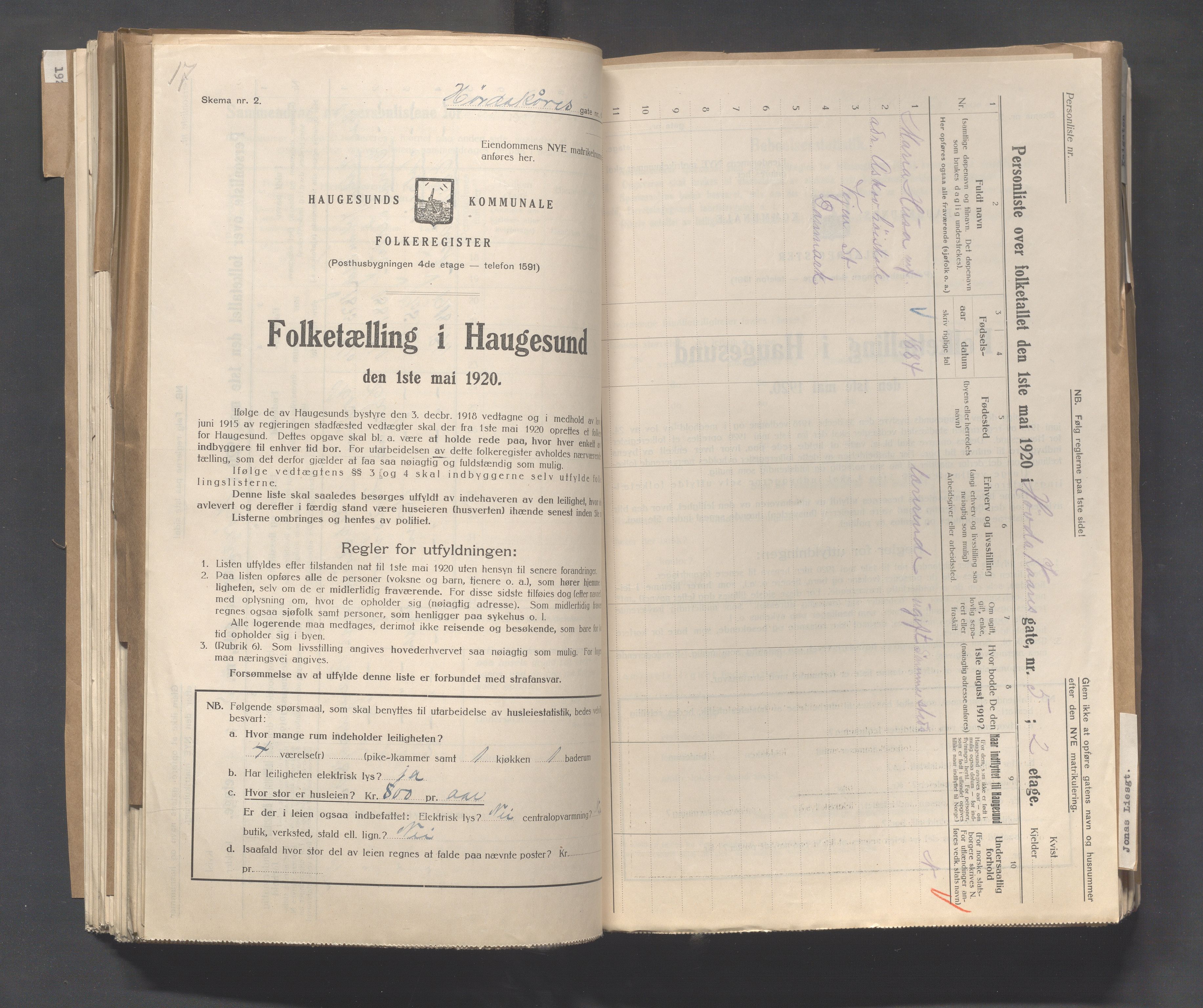 IKAR, Kommunal folketelling 1.5.1920 for Haugesund, 1920, s. 2198