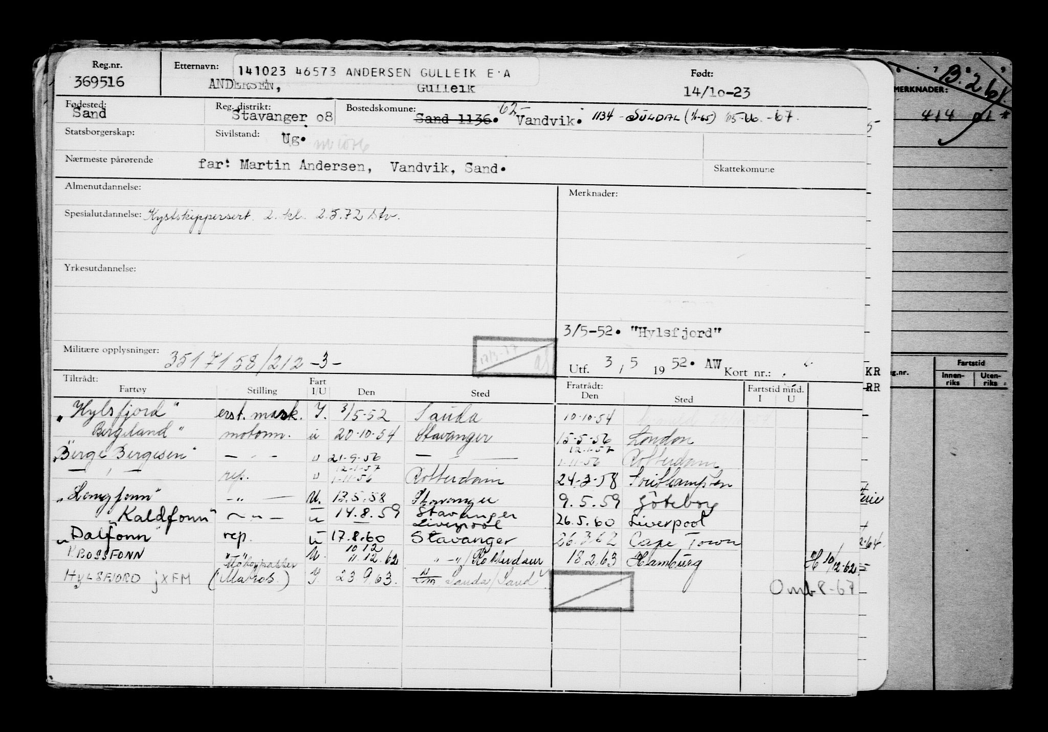 Direktoratet for sjømenn, AV/RA-S-3545/G/Gb/L0223: Hovedkort, 1923, s. 852