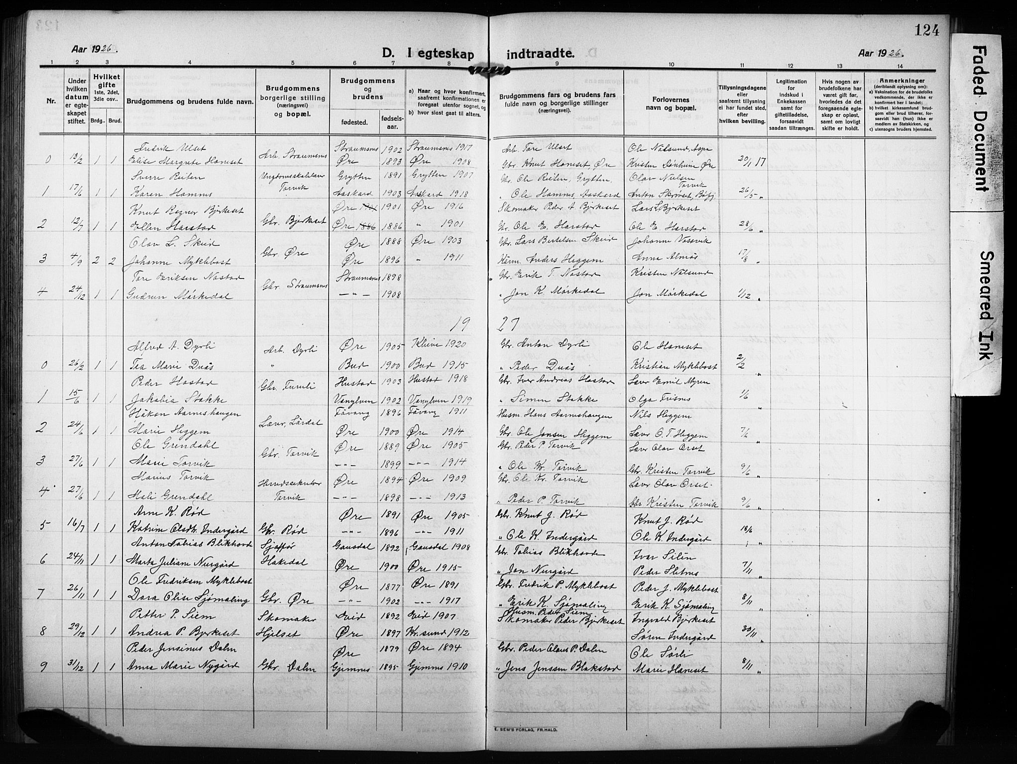 Ministerialprotokoller, klokkerbøker og fødselsregistre - Møre og Romsdal, AV/SAT-A-1454/584/L0970: Klokkerbok nr. 584C03, 1912-1932, s. 124