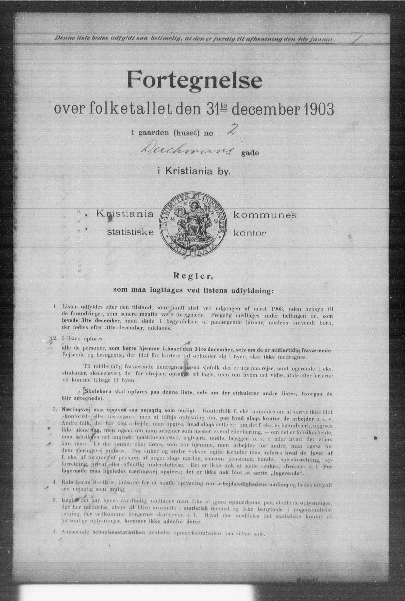 OBA, Kommunal folketelling 31.12.1903 for Kristiania kjøpstad, 1903, s. 3148