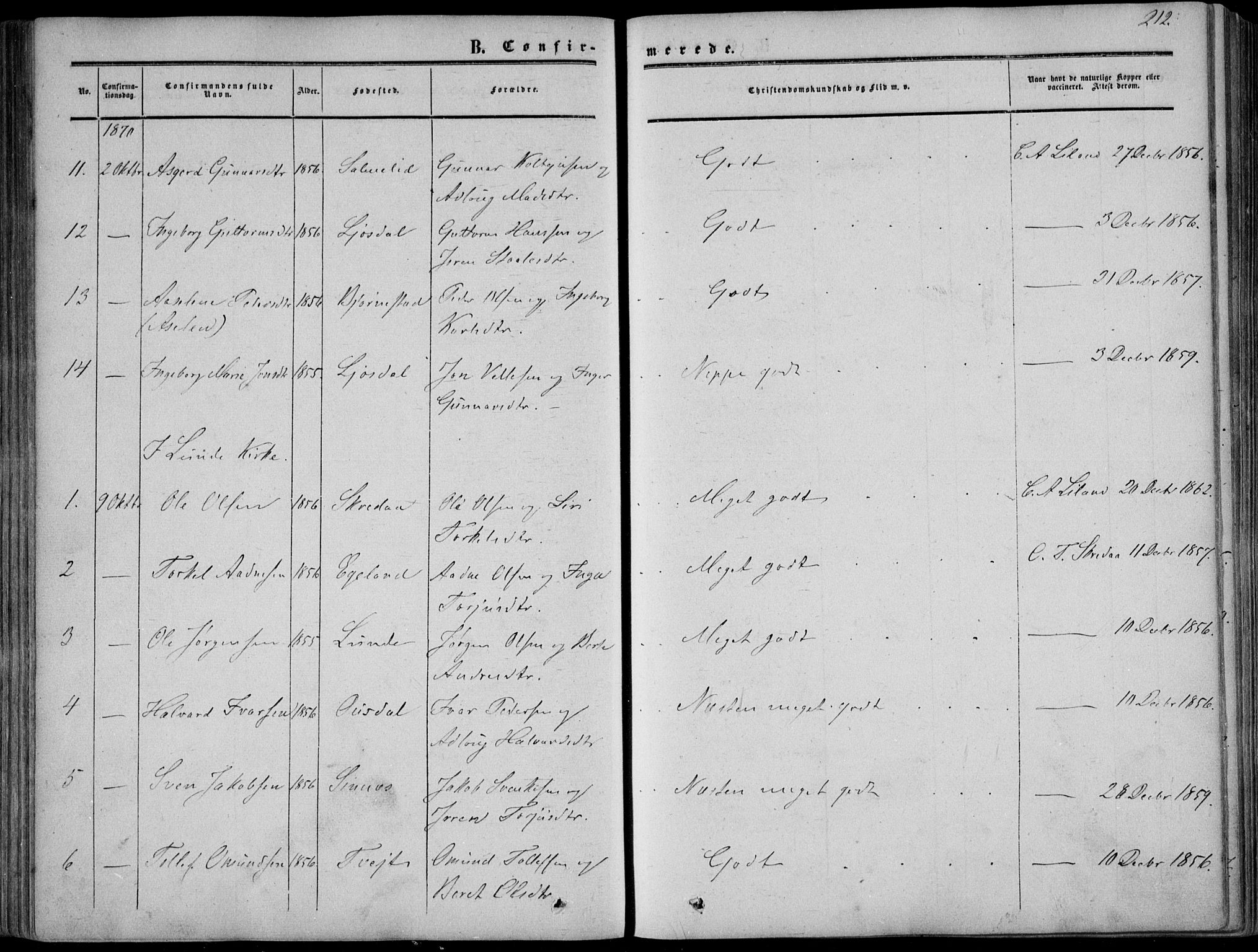 Sirdal sokneprestkontor, AV/SAK-1111-0036/F/Fa/Fab/L0002: Ministerialbok nr. A 2, 1855-1874, s. 212