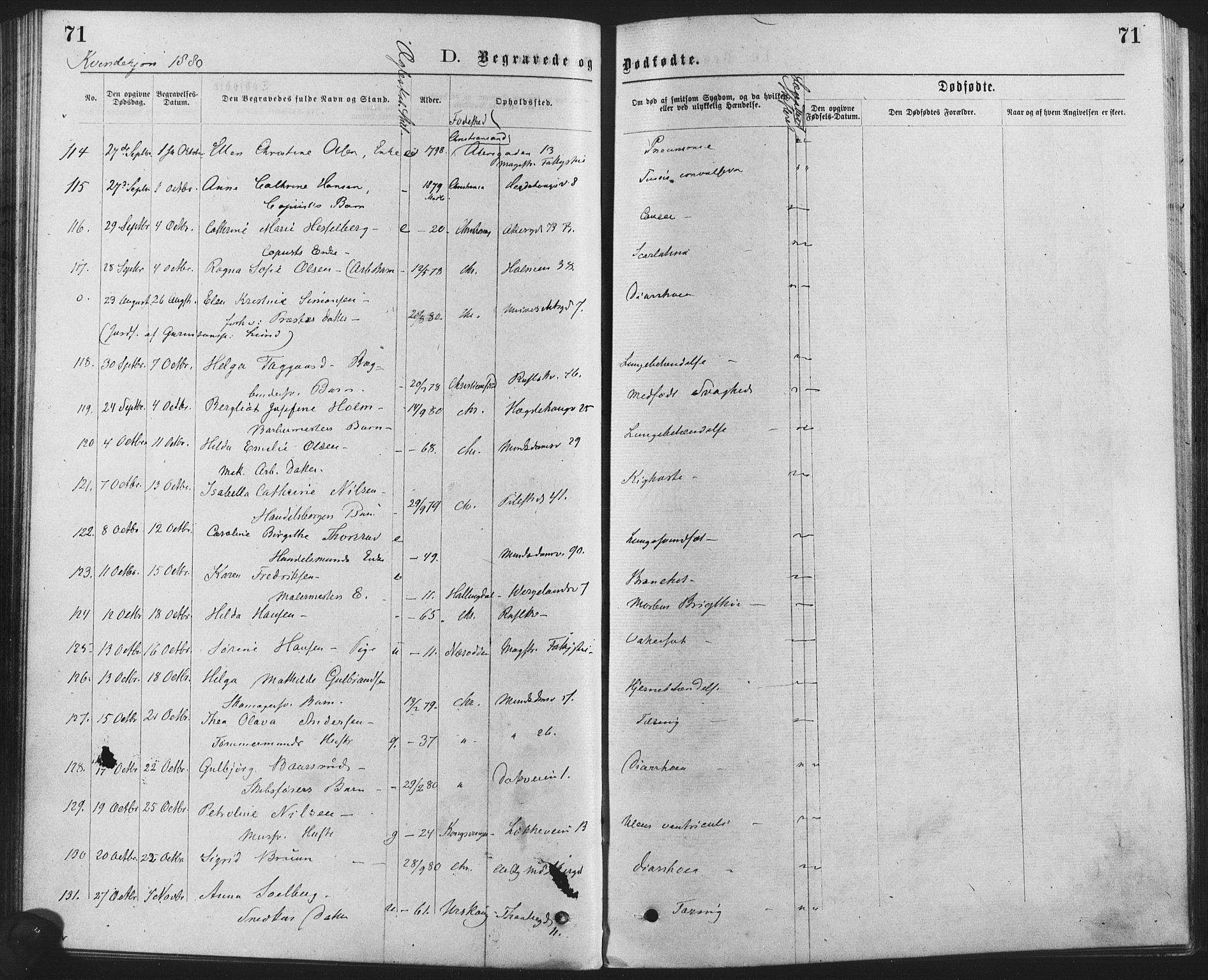 Trefoldighet prestekontor Kirkebøker, AV/SAO-A-10882/F/Fd/L0002: Ministerialbok nr. IV 2, 1877-1885, s. 71