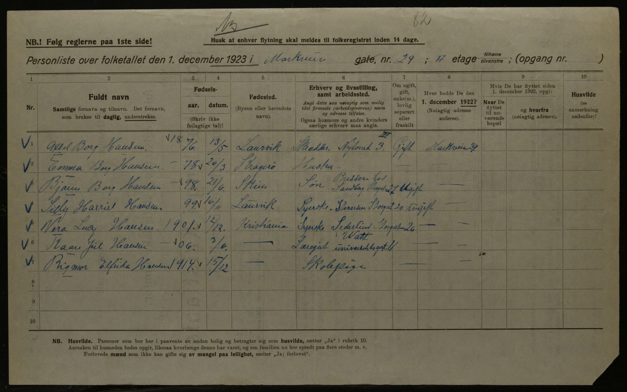 OBA, Kommunal folketelling 1.12.1923 for Kristiania, 1923, s. 70641