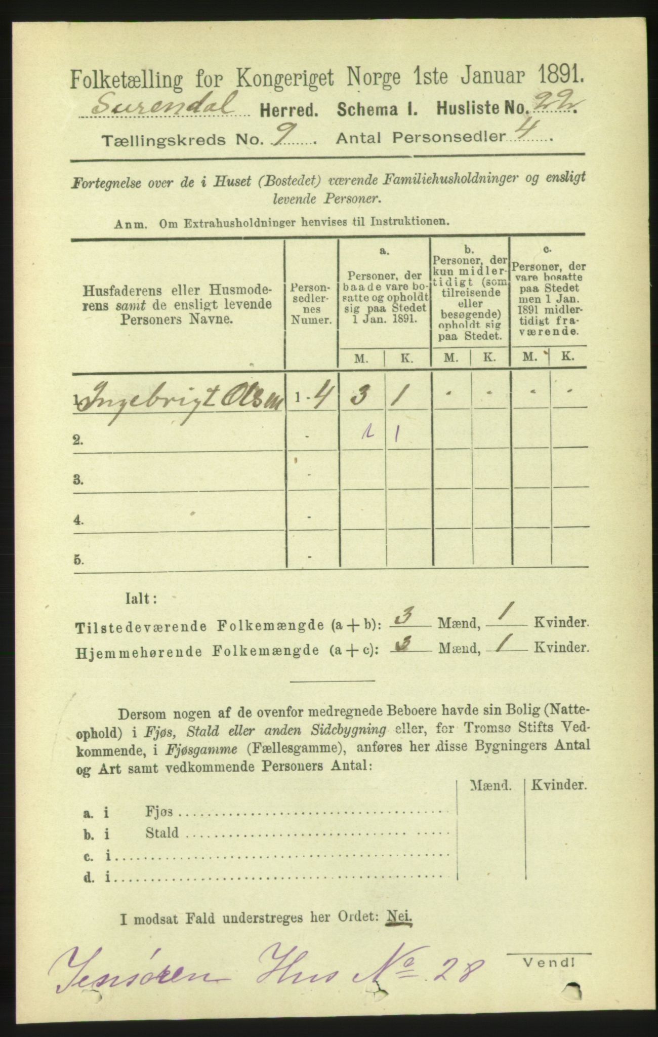 RA, Folketelling 1891 for 1566 Surnadal herred, 1891, s. 2337