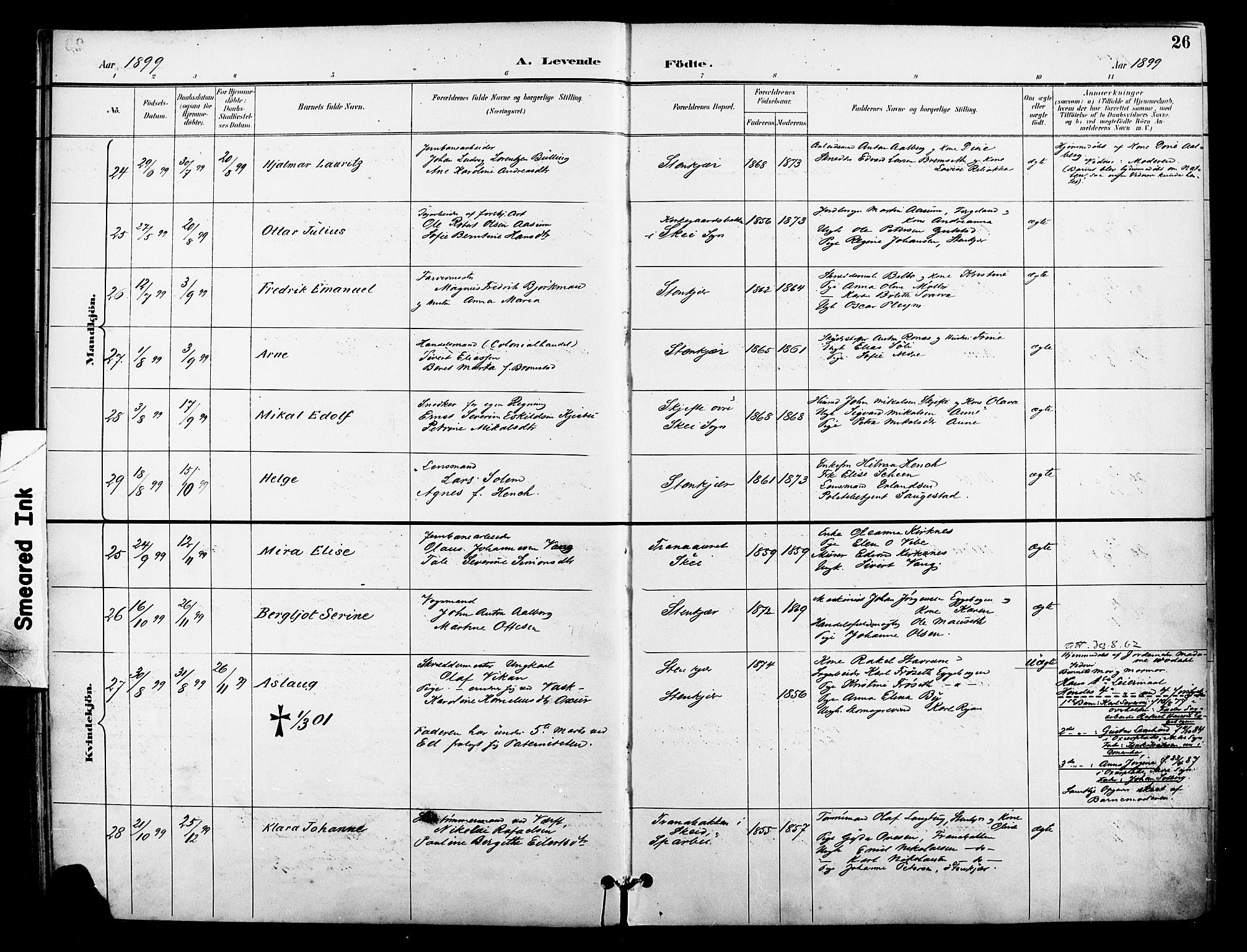 Ministerialprotokoller, klokkerbøker og fødselsregistre - Nord-Trøndelag, SAT/A-1458/739/L0372: Ministerialbok nr. 739A04, 1895-1903, s. 26