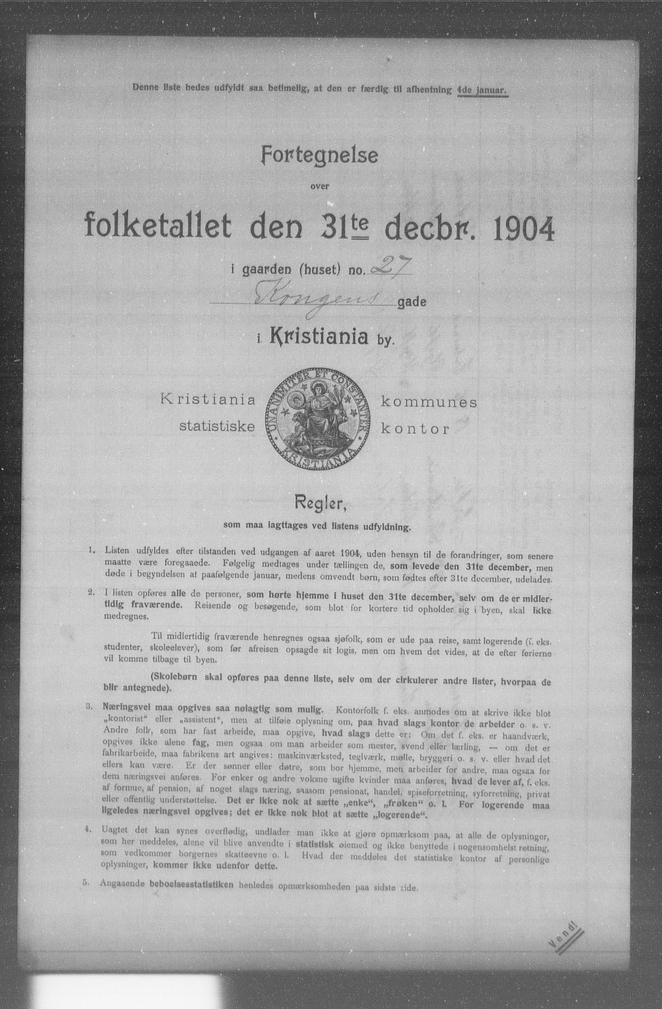 OBA, Kommunal folketelling 31.12.1904 for Kristiania kjøpstad, 1904, s. 10117