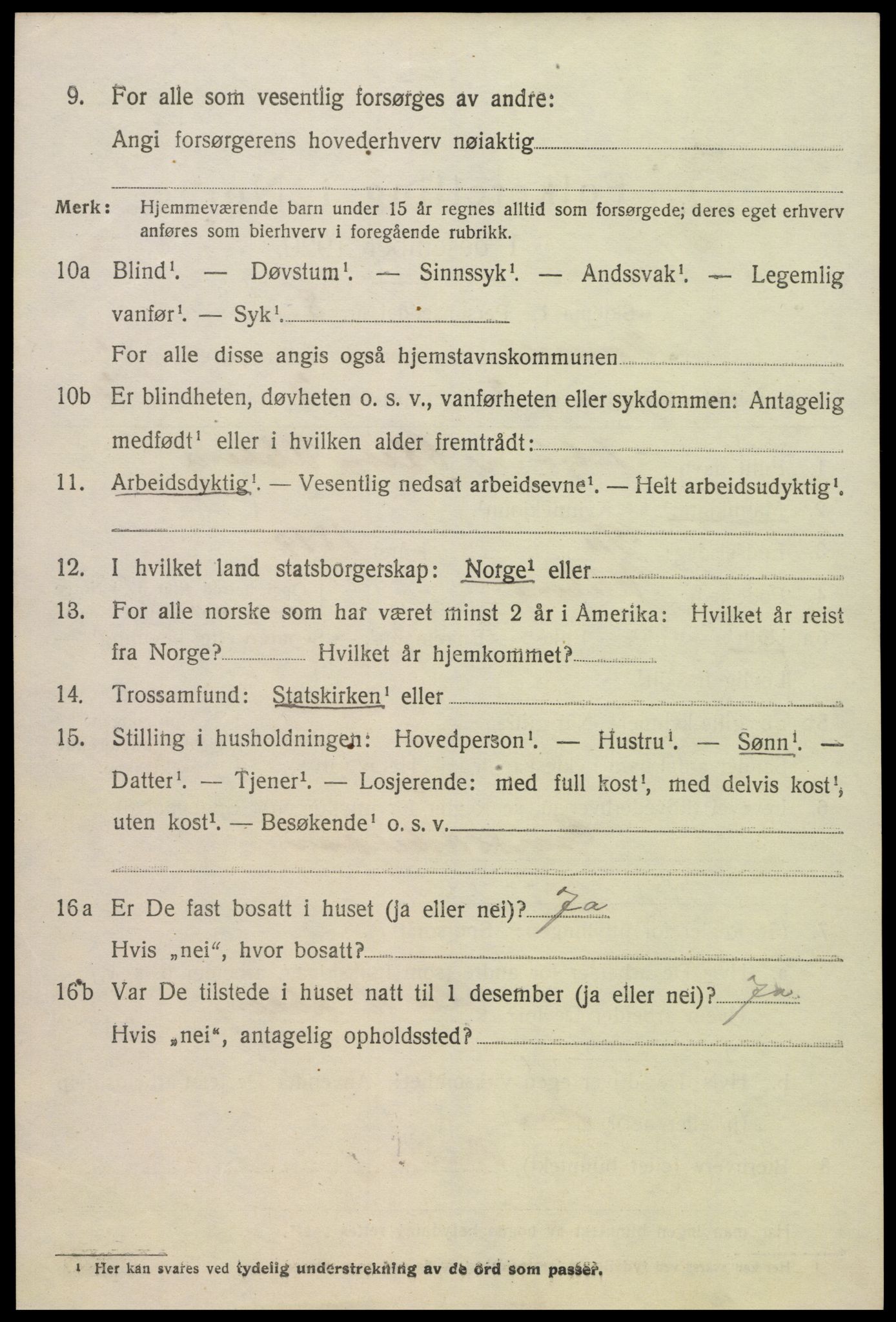 SAK, Folketelling 1920 for 0936 Hornnes herred, 1920, s. 1354